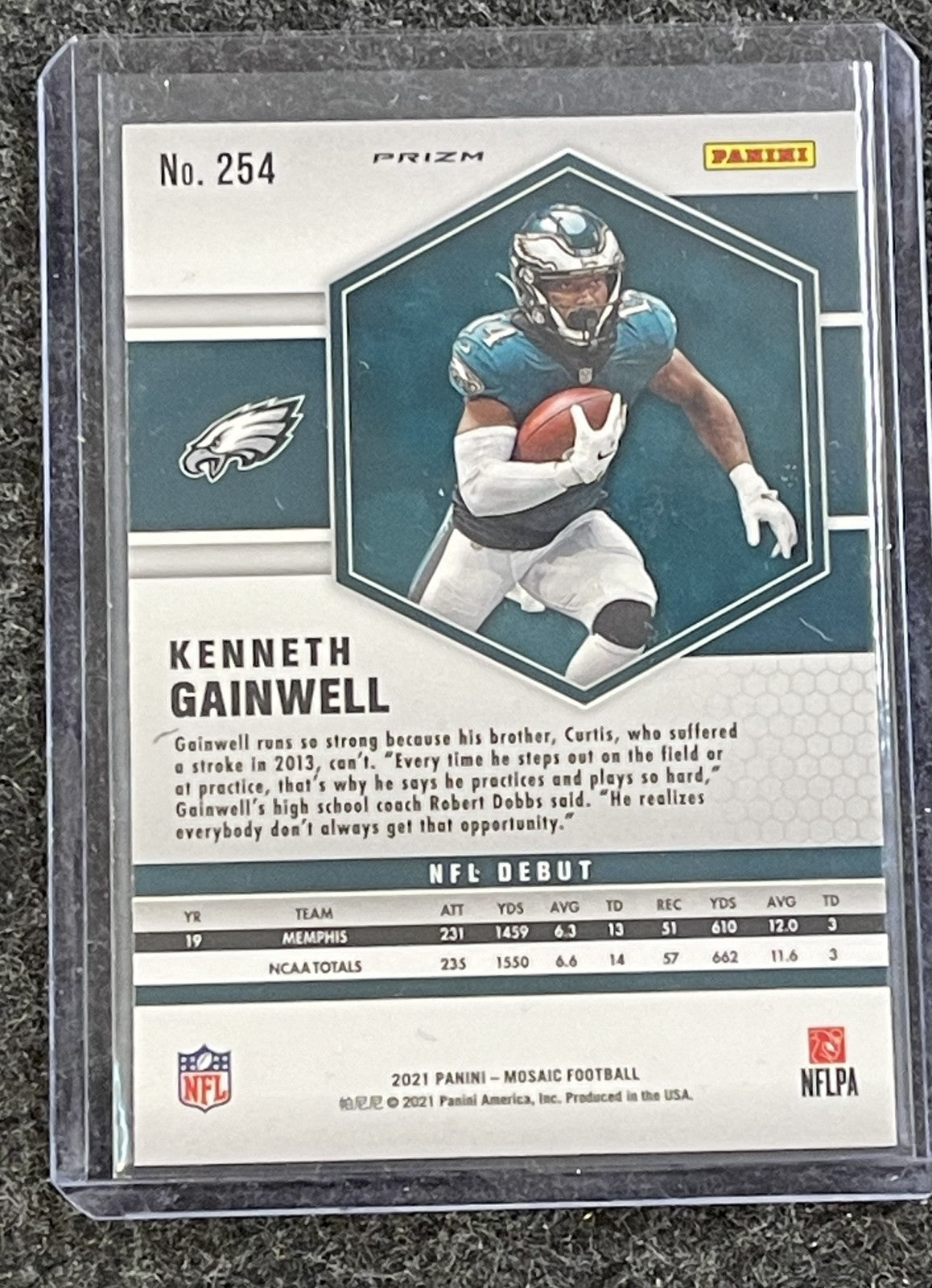 2021 Panini Mosaic #254 Kenneth Gainwell NFL Debut Reactive Orange Philadelphia Eagles RC back