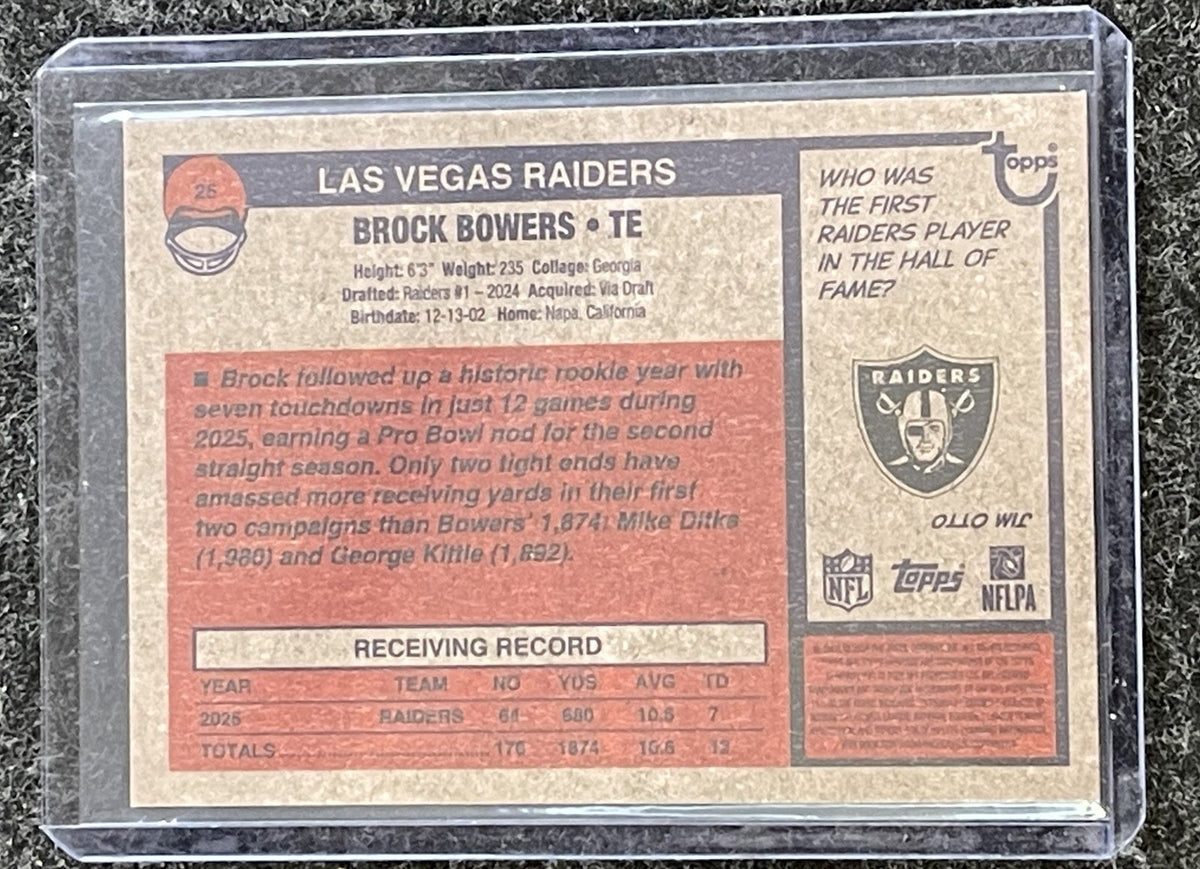 2026 Topps Heritage #25 Brock Bowers Chrome Las Vegas Raiders back