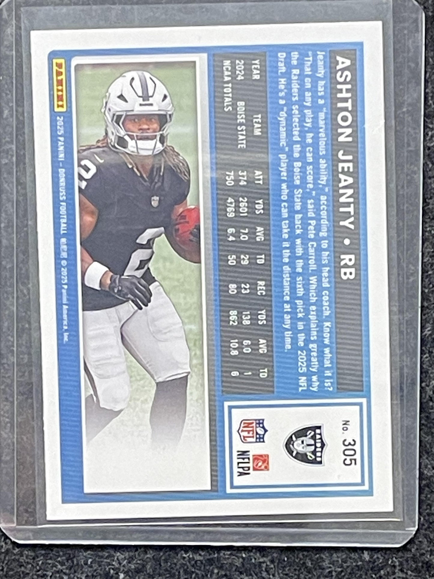 2025 Donruss #305 Ashton Jeanty Las Vegas Raiders RC