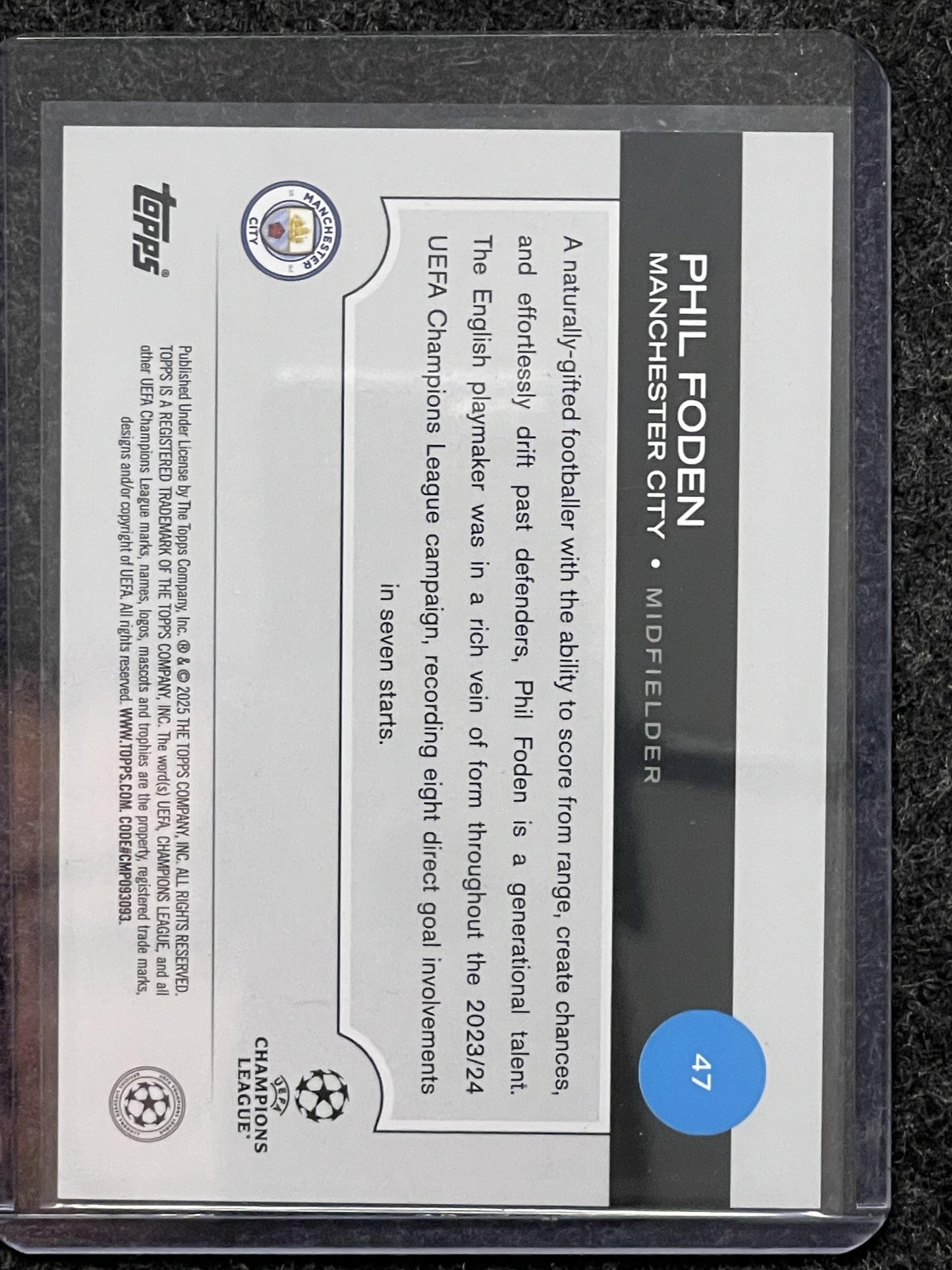 2024-25 Topps UEFA Club Competitions #47b Phil Foden Manchester City