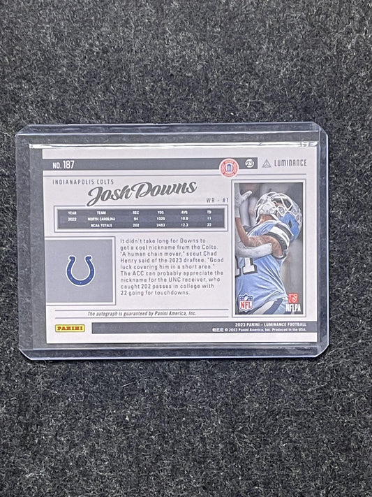 2023 Panini Luminance #187 Josh Downs Autographs Blue #/50 Indianapolis Colts