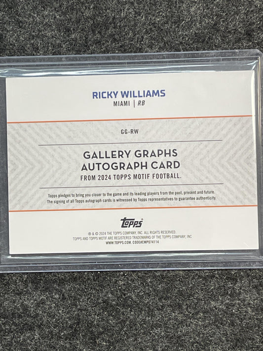 2023 Topps Motif #GG-RW Ricky Williams Gallery Graphs Blue #/20 Dolphins