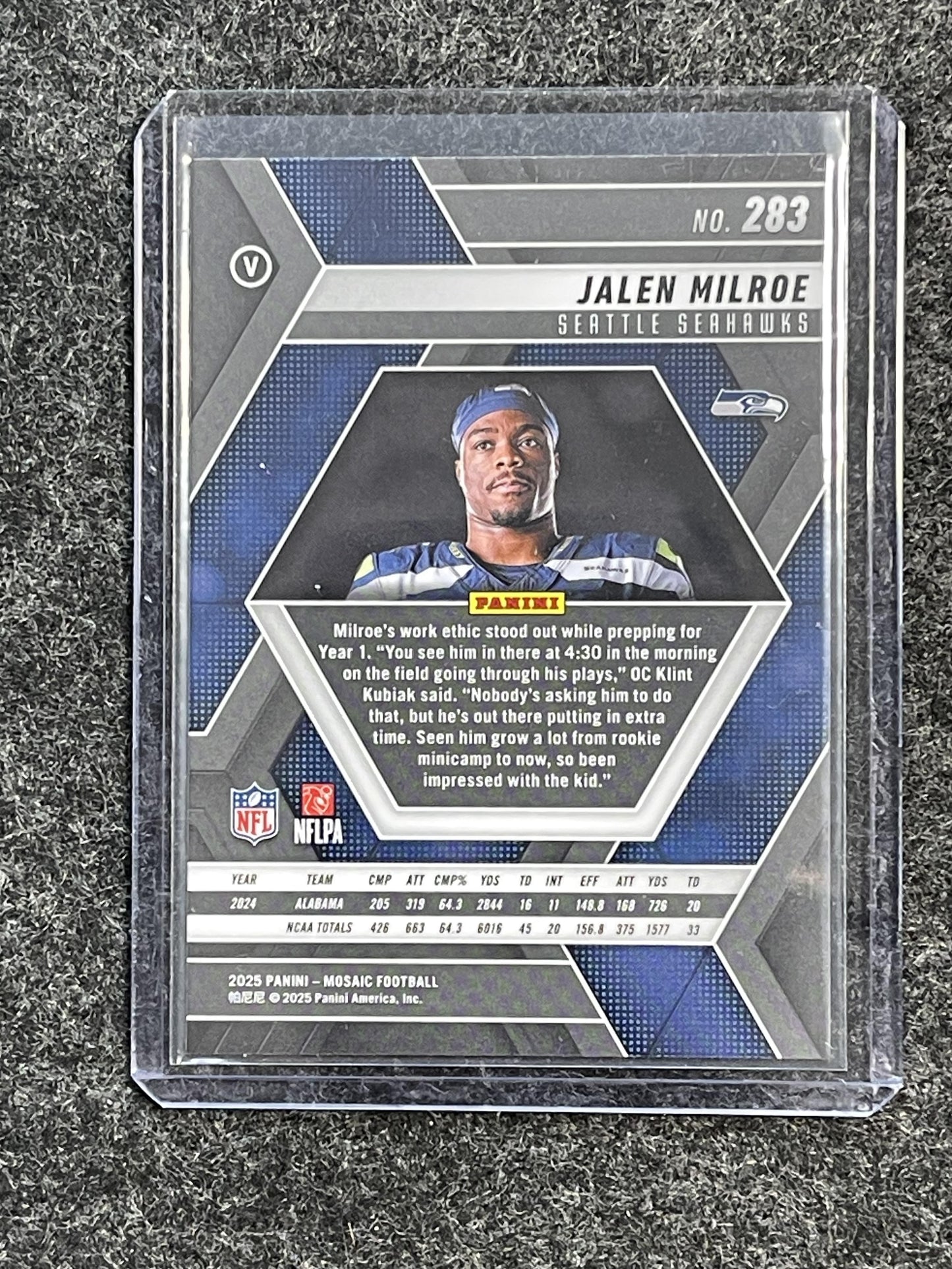 2025 Panini Mosaic #283 Jalen Milroe Variation Seattle Seahawks RC