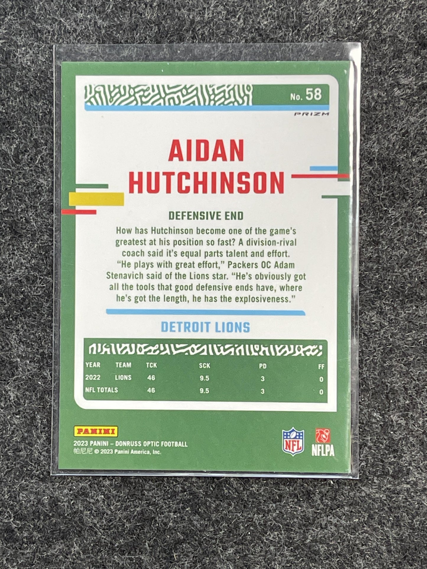 2023 Donruss Optic #58 Aidan Hutchinson Holo Detroit Lions