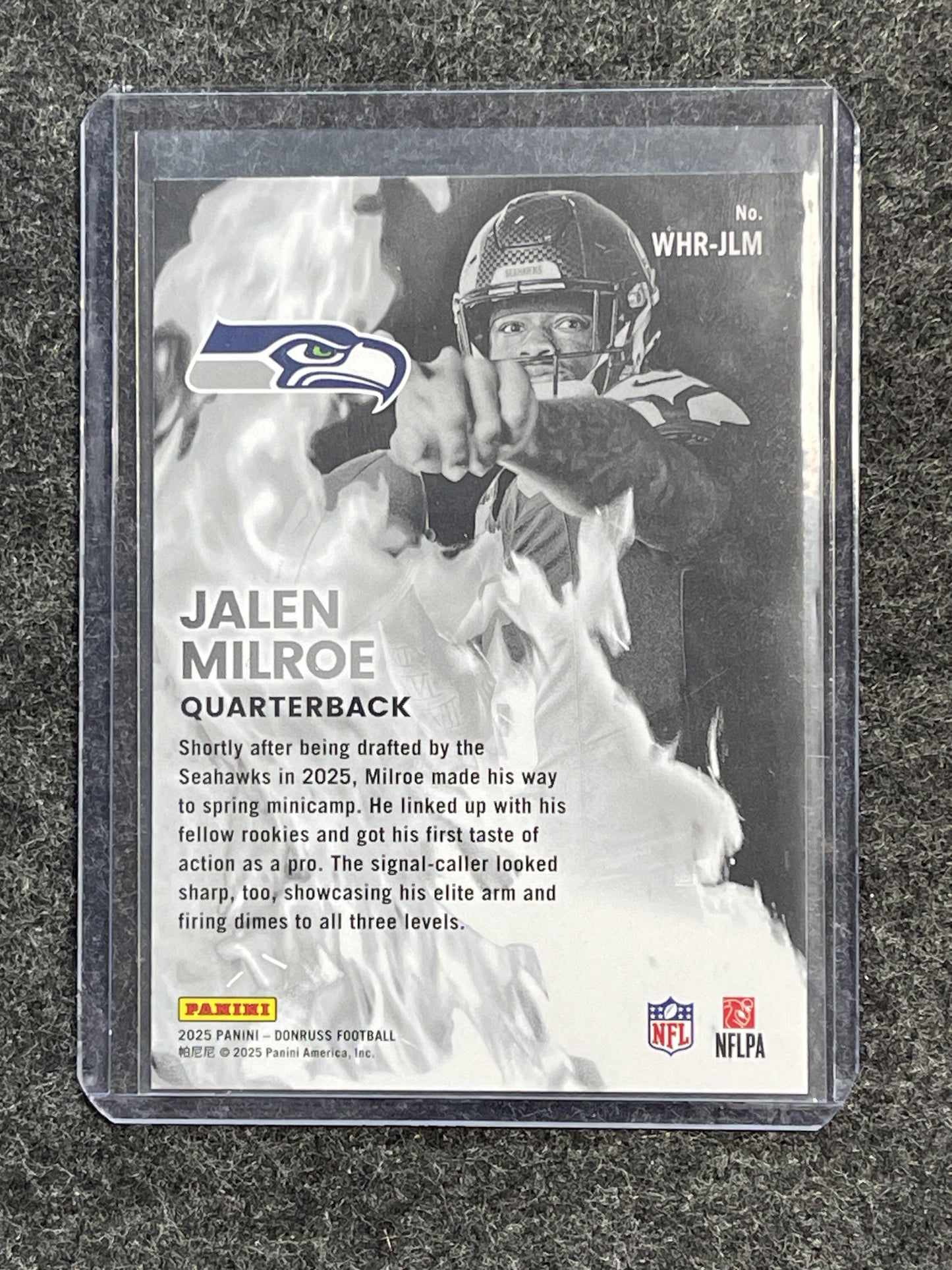 2025 Donruss #WHR-JLM Jalen Milroe White Hot Rookies Seattle Seahawks