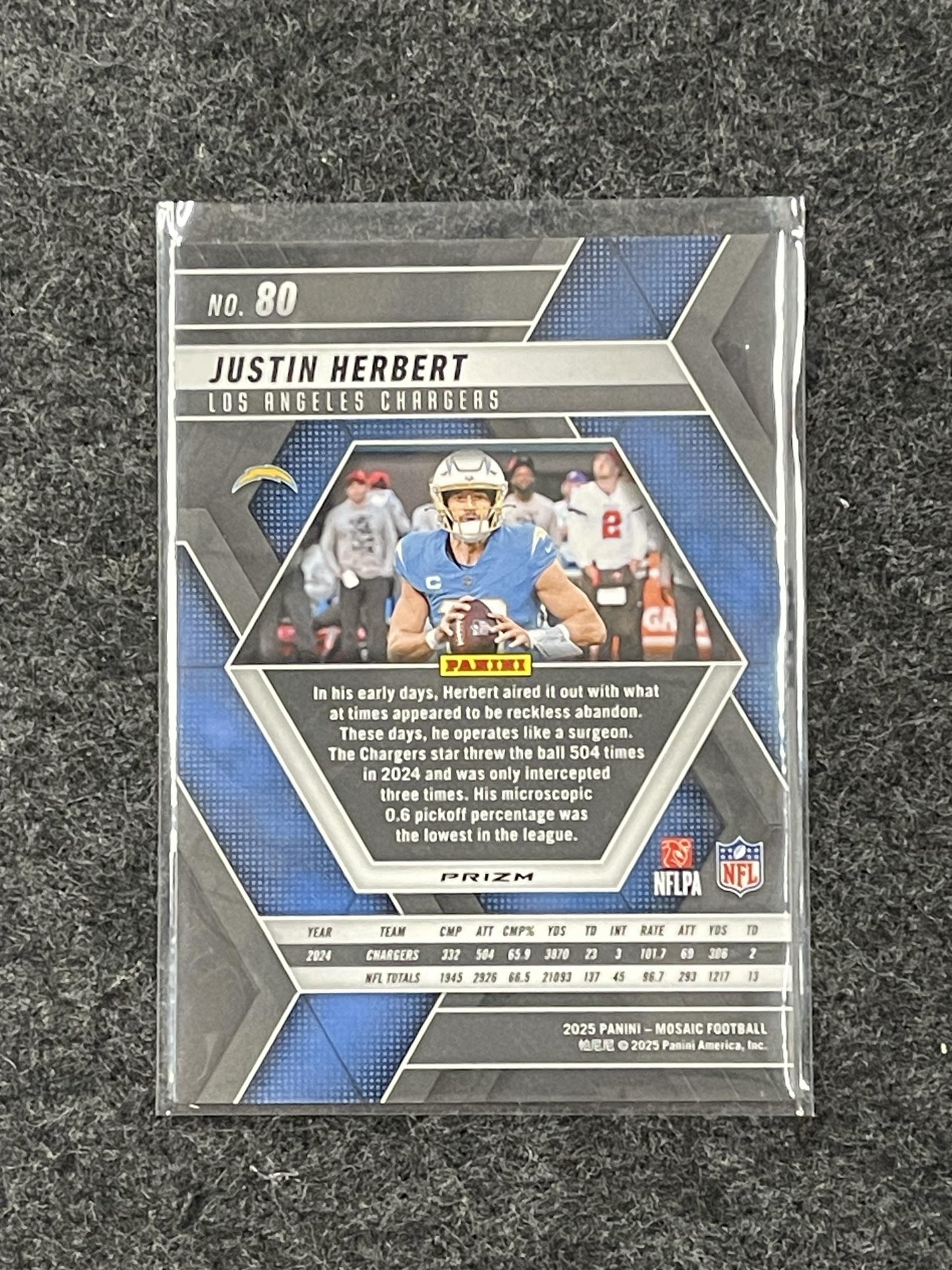 2025 Panini Mosaic #80 Justin Herbert Mosaic Los Angeles Chargers