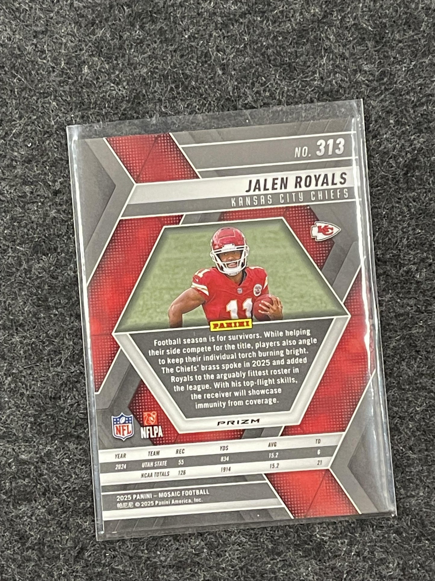 2025 Panini Mosaic #313 Jalen Royals Mosaic Kansas City Chiefs RC