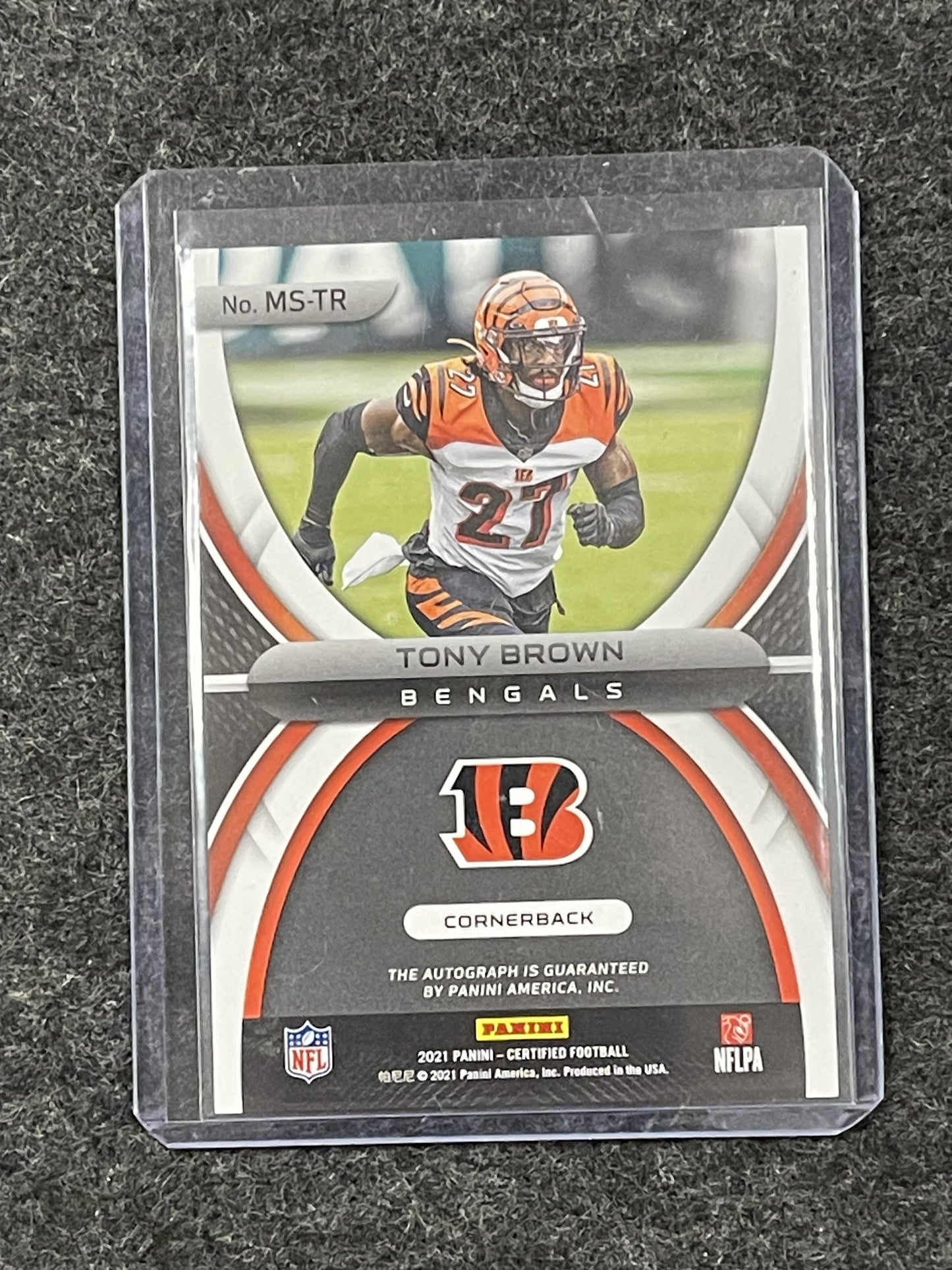 2021 Panini Certified #MS-TR Tony Brown Mirror Signatures Orange Bengals