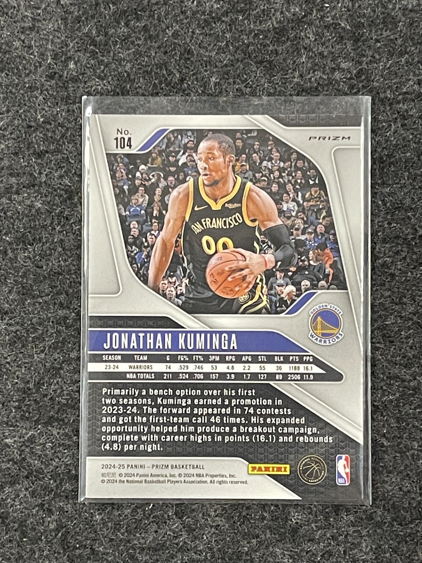 2024-25 Panini Prizm #104 Jonathan Kuminga Prizms Chinese Golden State Warriors