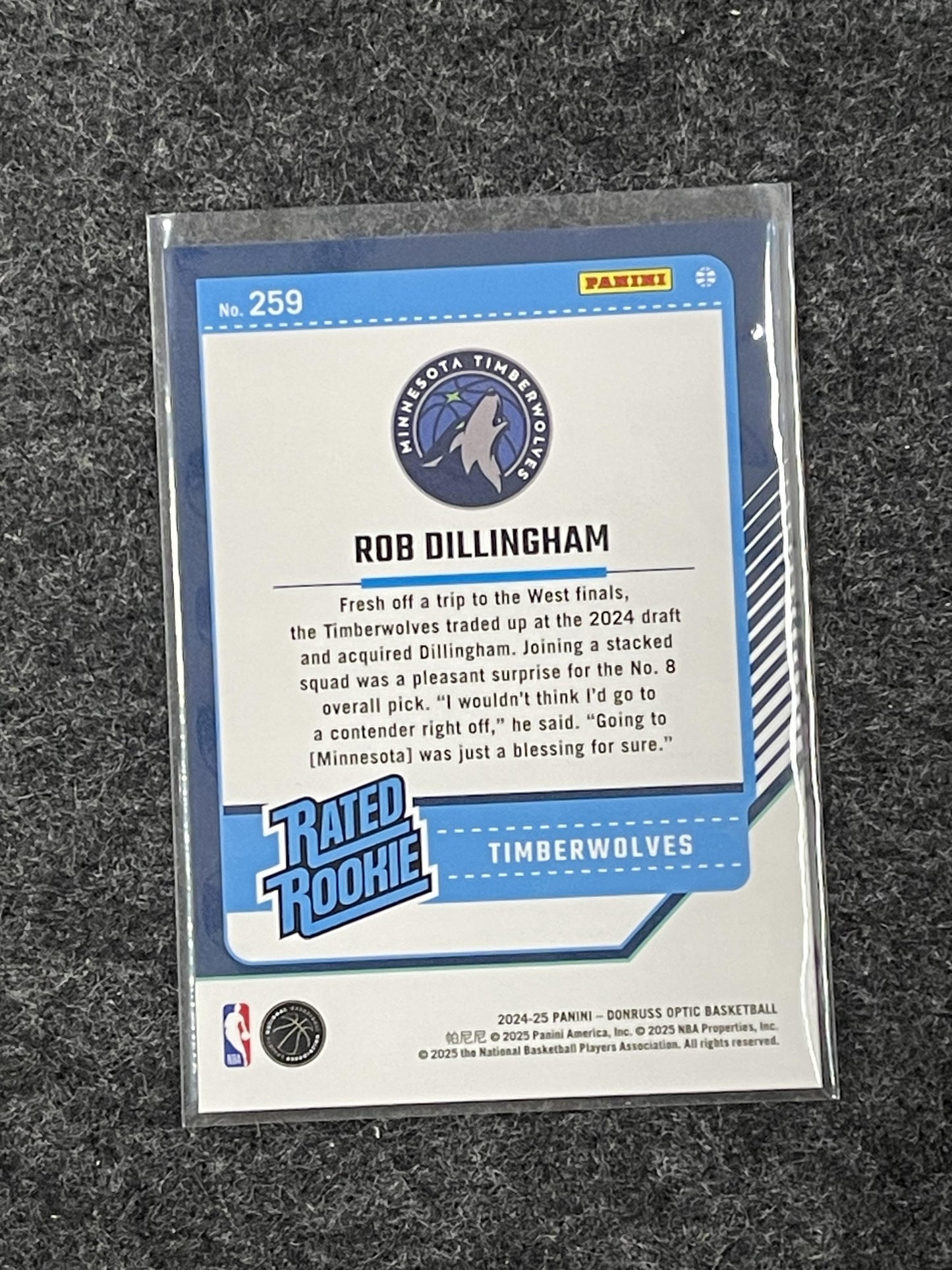 2024-25 Donruss Optic #259 Rob Dillingham Minnesota Timberwolves RC
