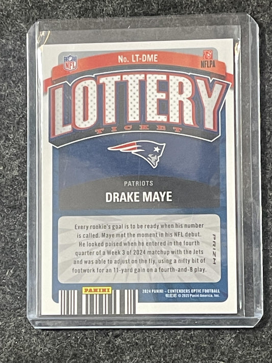 2024 Panini Contenders Optic #LT-DME Drake Maye Lottery Ticket Patriots