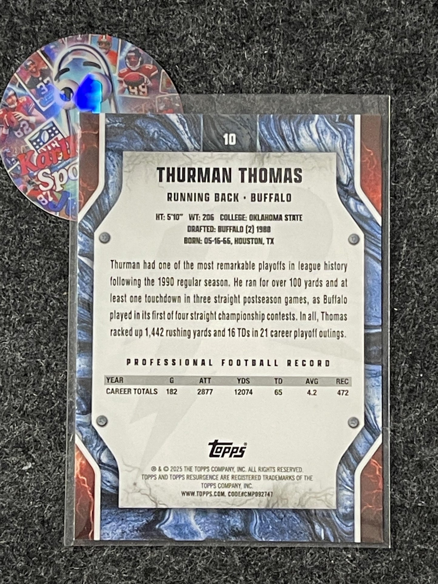 2024 Topps Resurgence - Blue & Orange Spark #10 Thurman Thomas