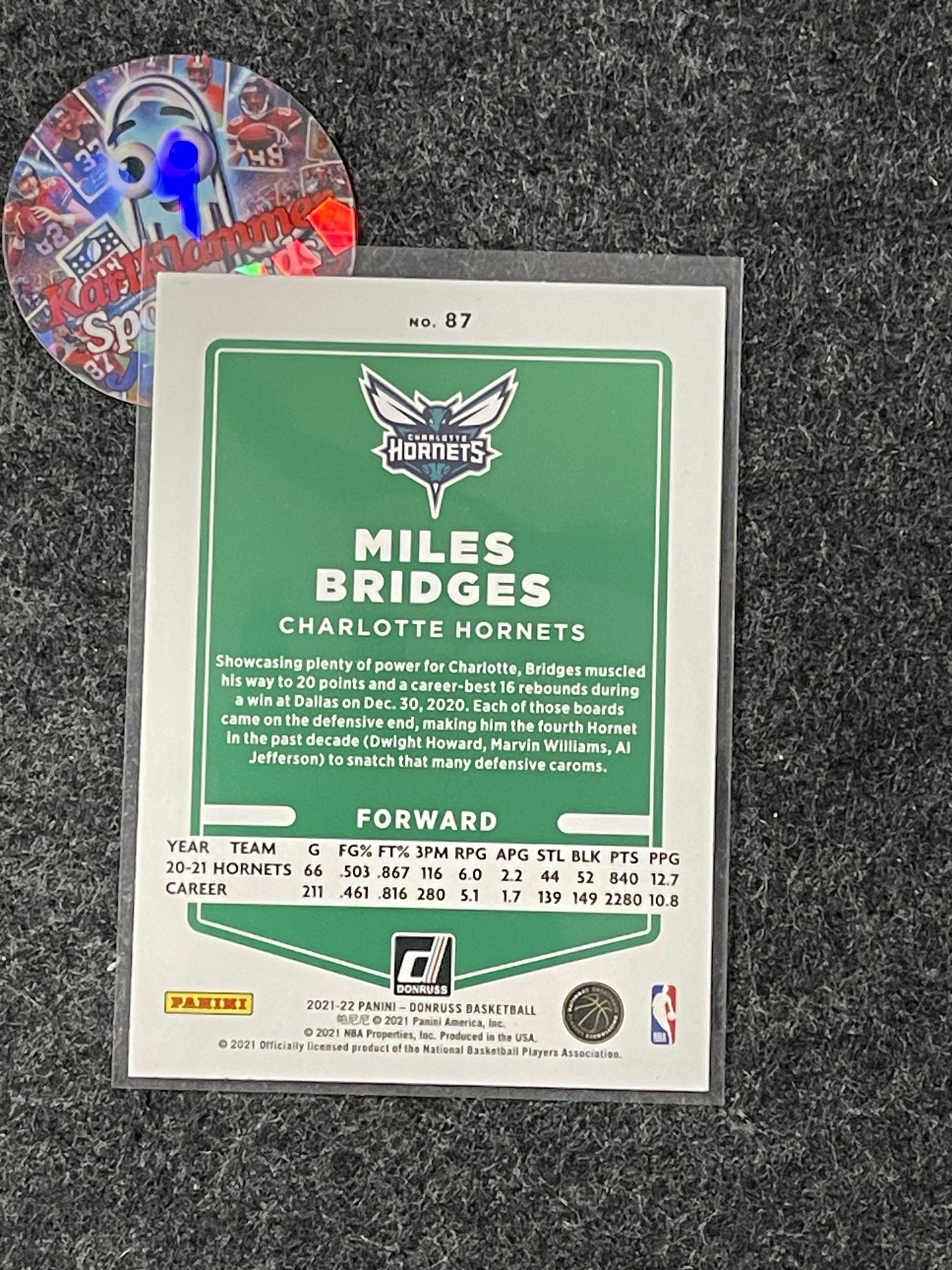2021-22 Donruss #87 Miles Bridges Holo Red and Gold Laser