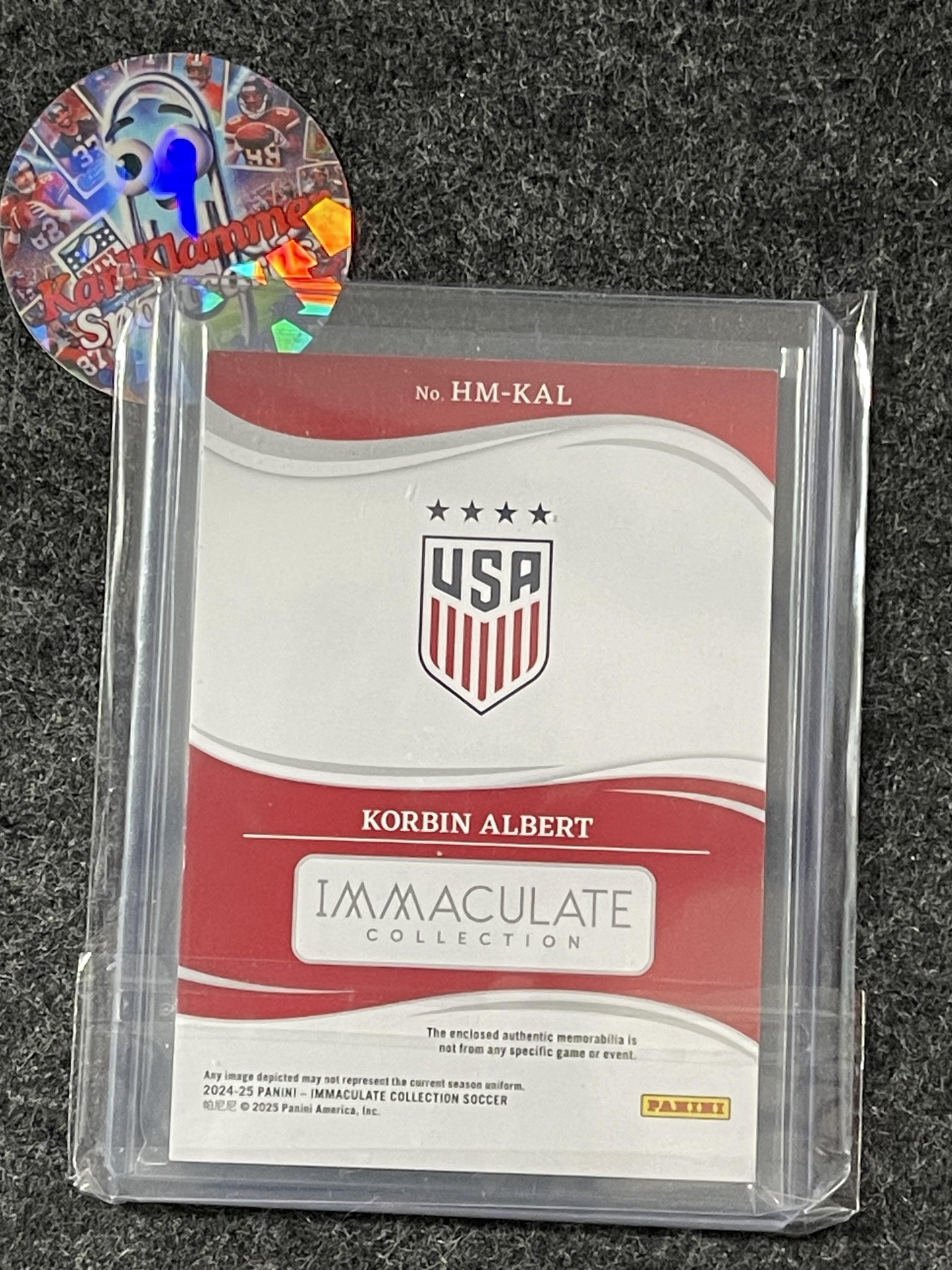 2024-25 Panini Immaculate Collection #HM-KAL Korbin Albert Heralded Materials Silver #/49