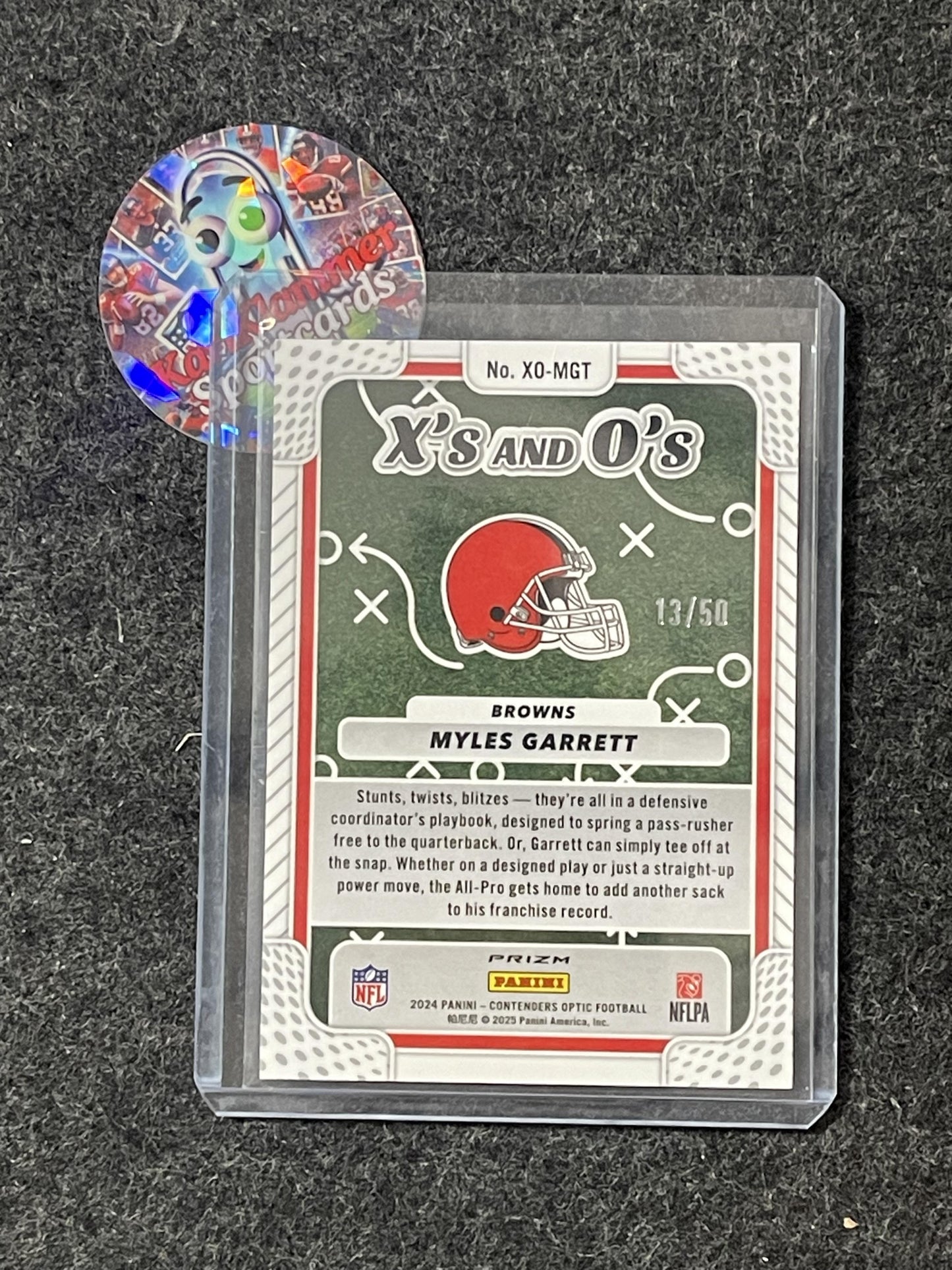 2024 Panini Contenders Optic #XO-MGT Myles Garrett Xs and Os Orange #/50 Cleveland Browns SN