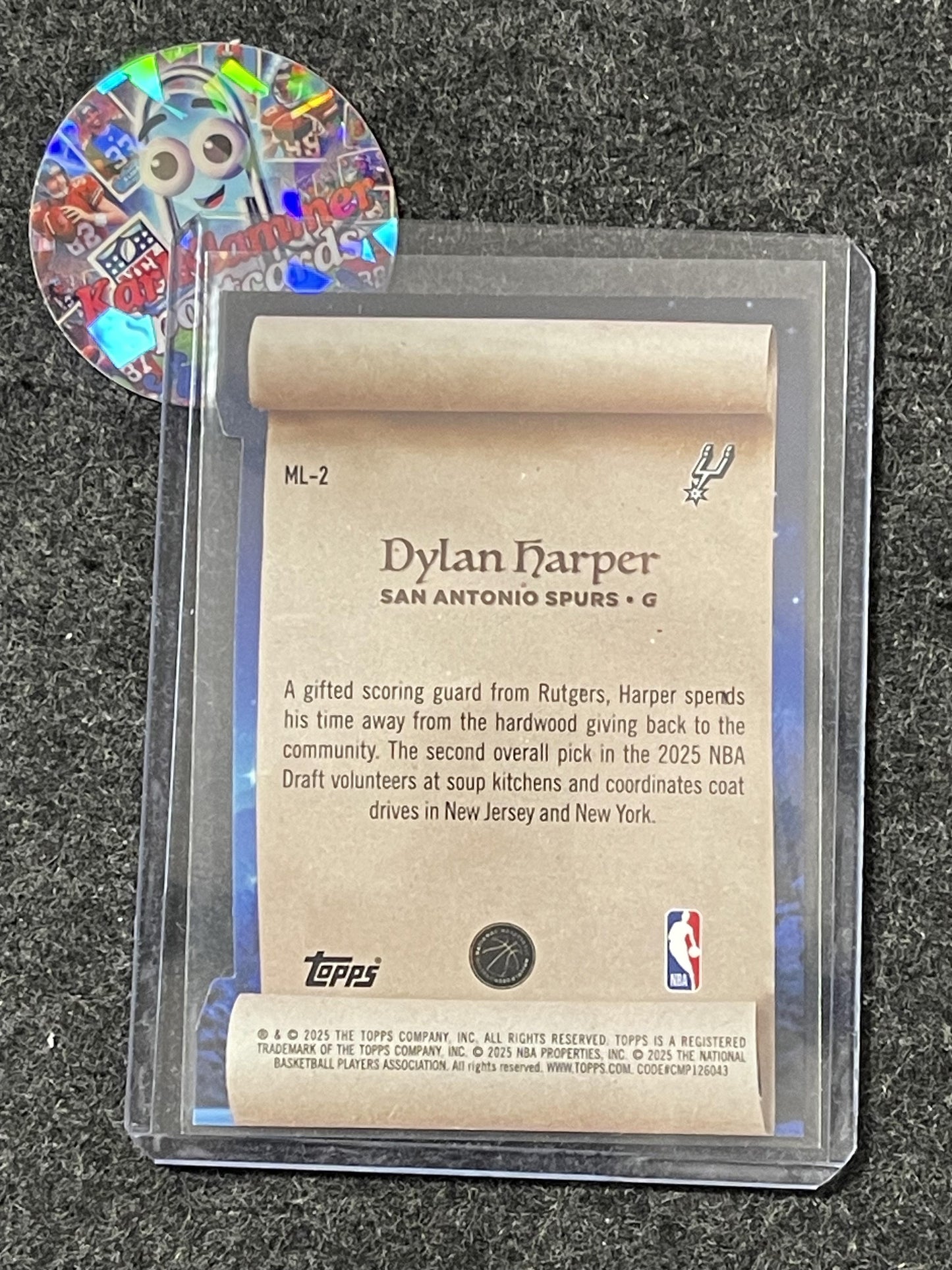 2025-26 Topps Holiday #ML-2 Dylan Harper Making The Nice List San Antonio Spurs