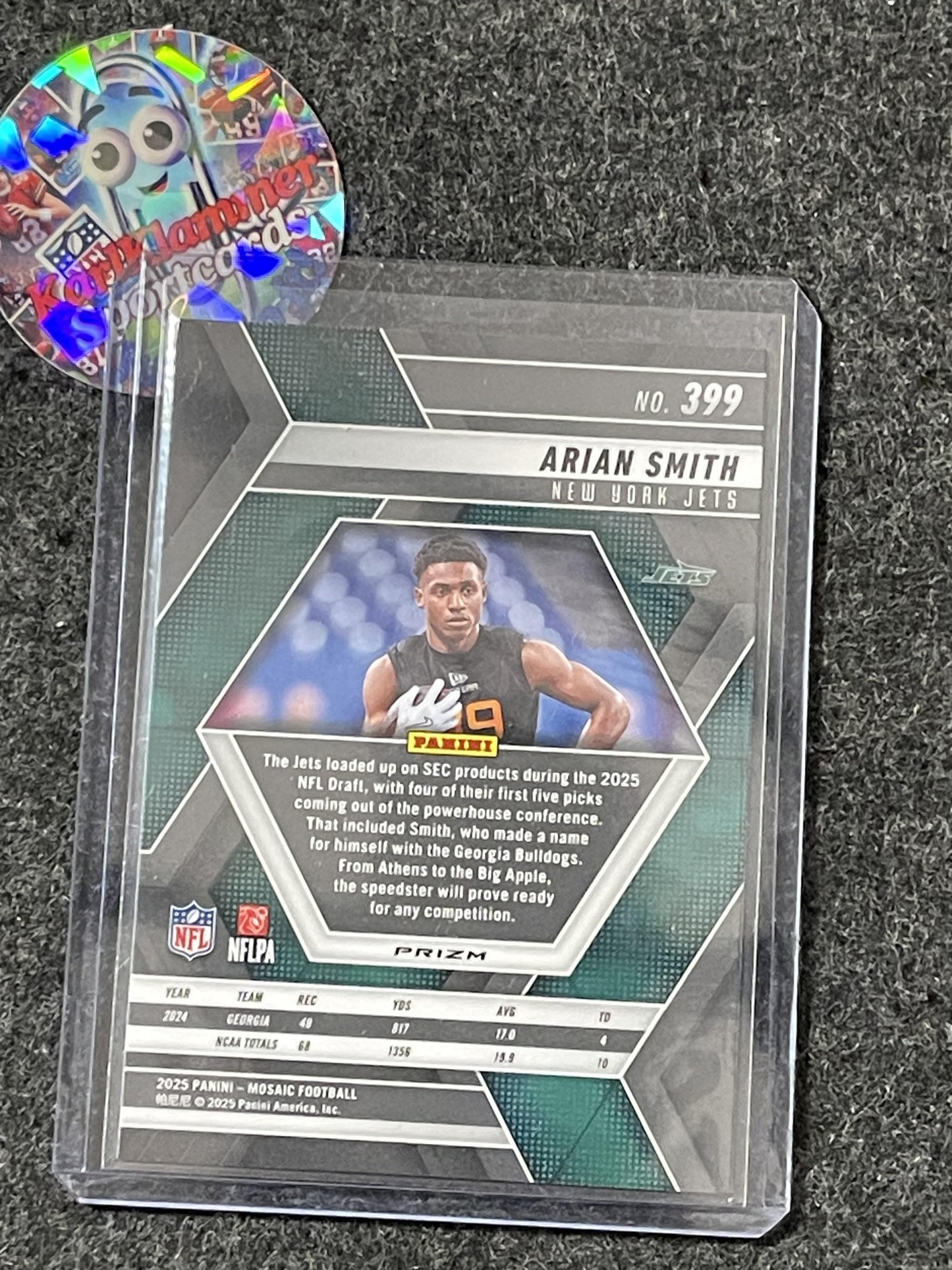 2025 Panini Mosaic #399 Arian Smith Mosaic Choice Red and Green New York Jets RC