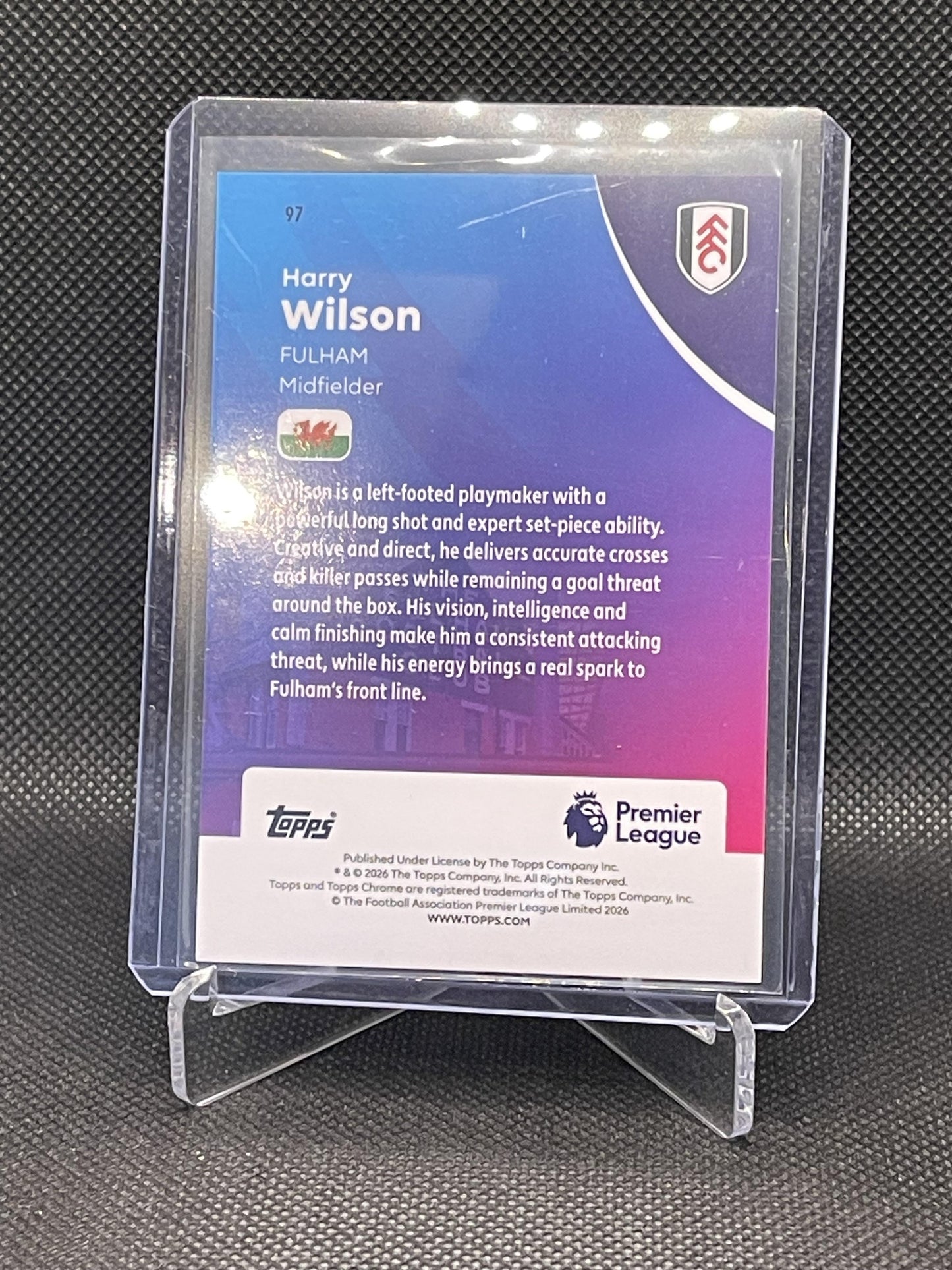 2026 Topps Chrome Premier League #97 Harry Wilson Green Wave Refractor #/99 Fulham SN