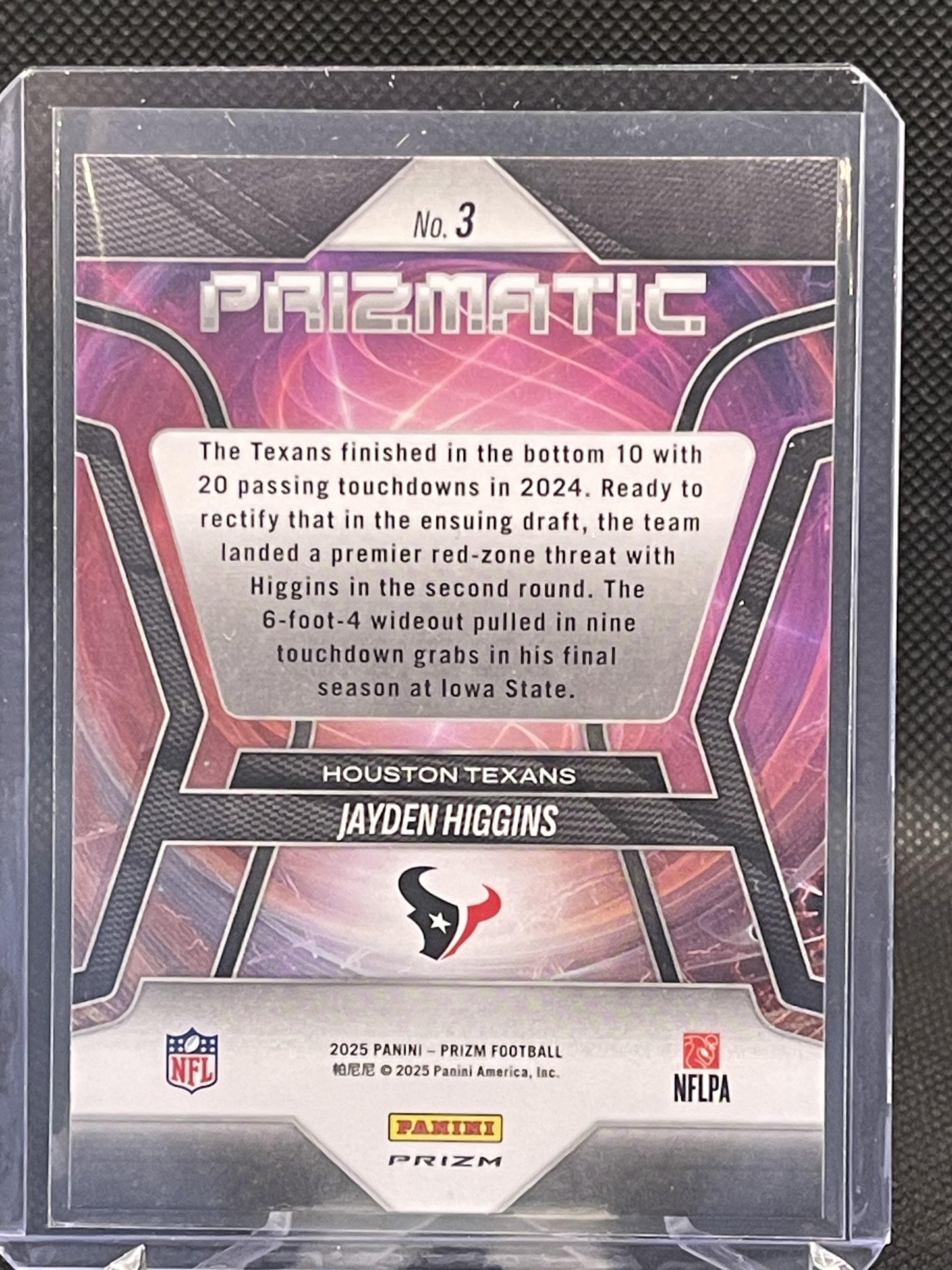 2025 Panini Prizm #3 Jayden Higgins Prizmatic Houston Texans