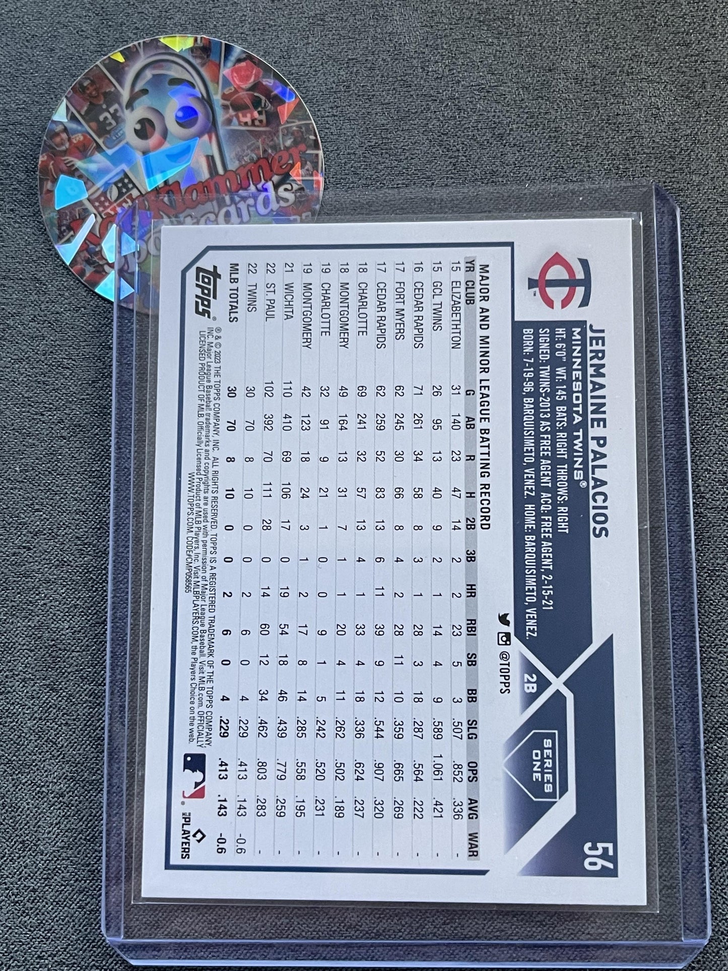 2023 Topps #56 Jermaine Palacios Royal Blue Minnesota Twins