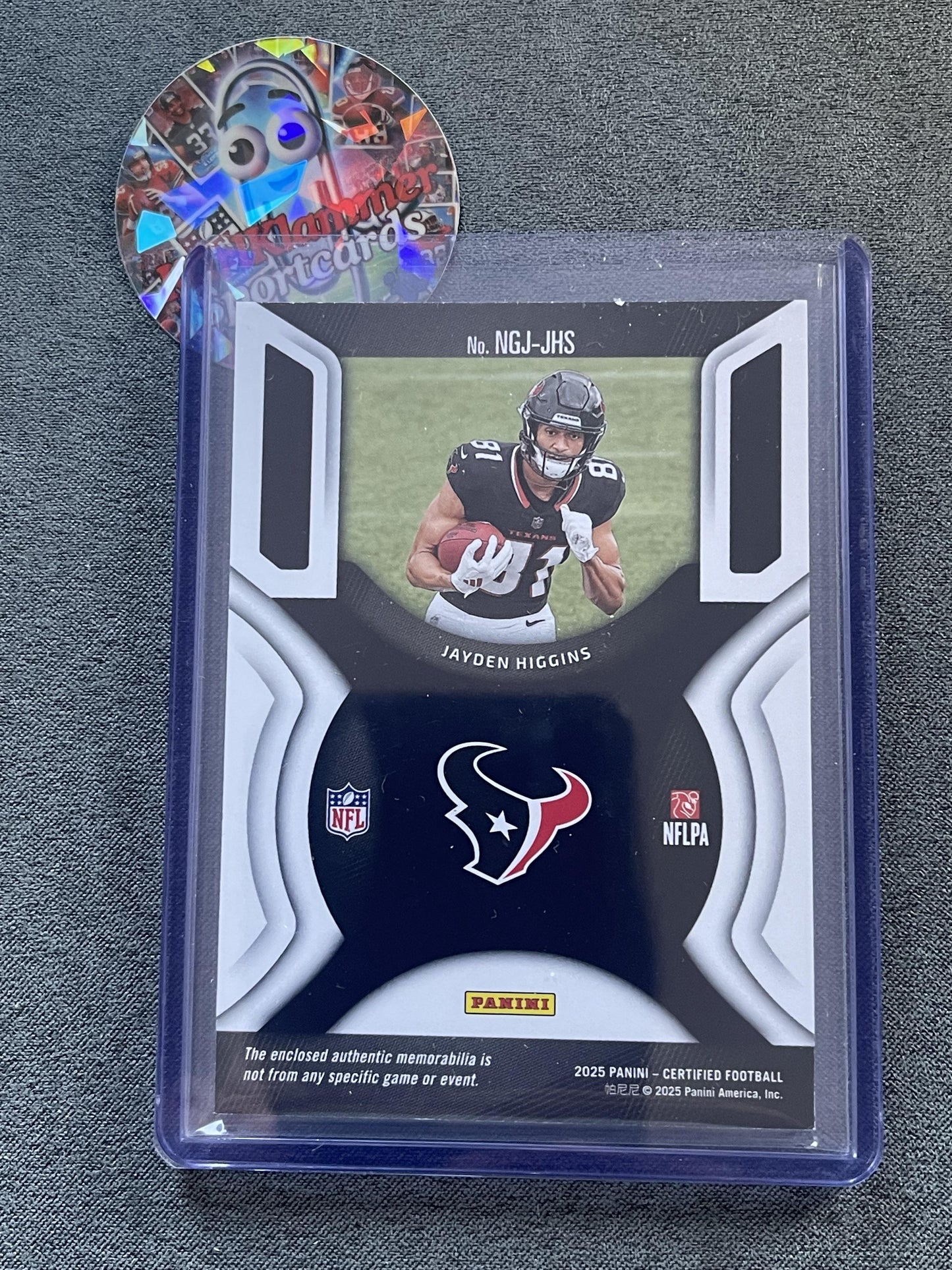 2025 Panini Certified #NGJ-JHS Jayden Higgins Jerseys Mirror Purple #/399 Texans