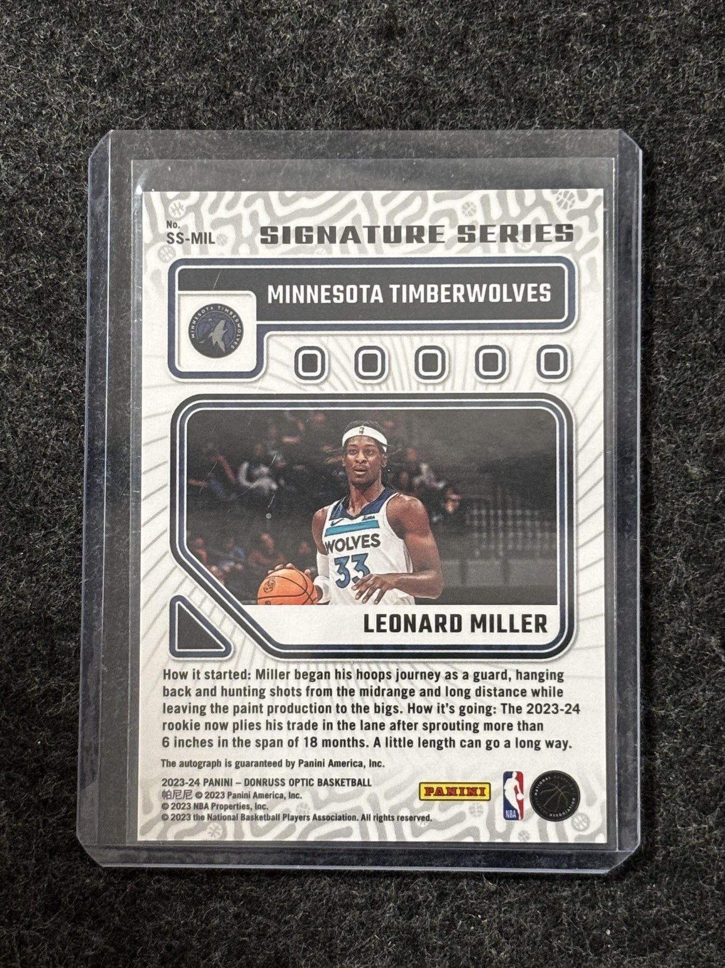 2023-24 Donruss Optic #SS-MIL Leonard Miller Signature Series Minnesota Timberwolves AU