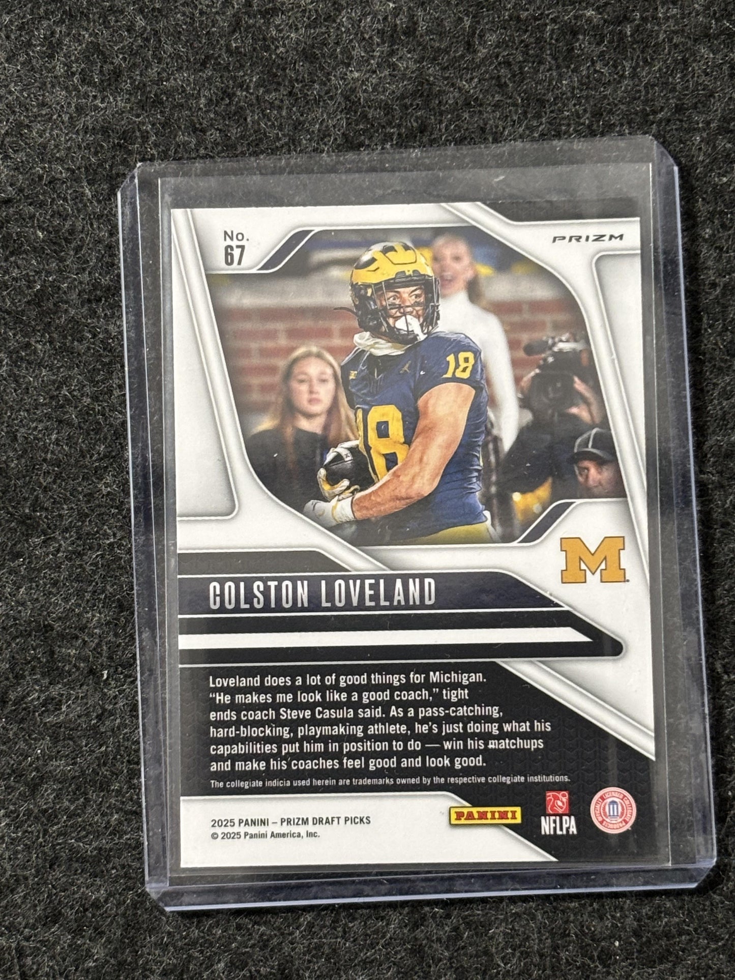 2025 Panini Prizm Draft Picks #67 Colston Loveland Prizms Gold Ice Michigan Wolverines
