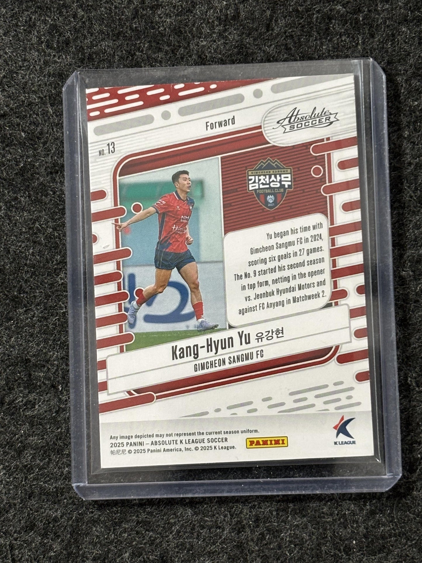 2025 Panini Absolute K League #13 Kang-Hyun Yu Spectrum Orange /75 #/75 Gimcheon Sangmu FC SN