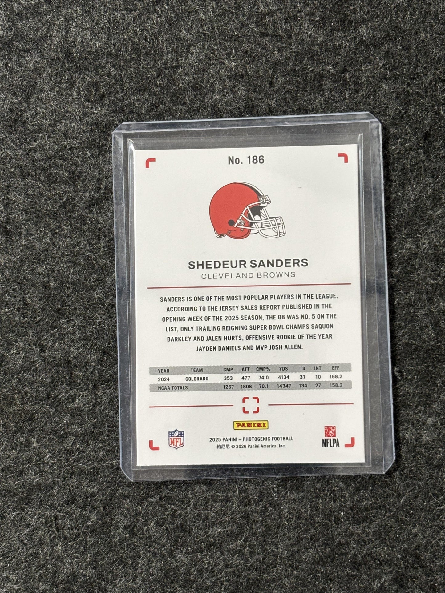2025 Panini Photogenic #186 Shedeur Sanders Cleveland Browns