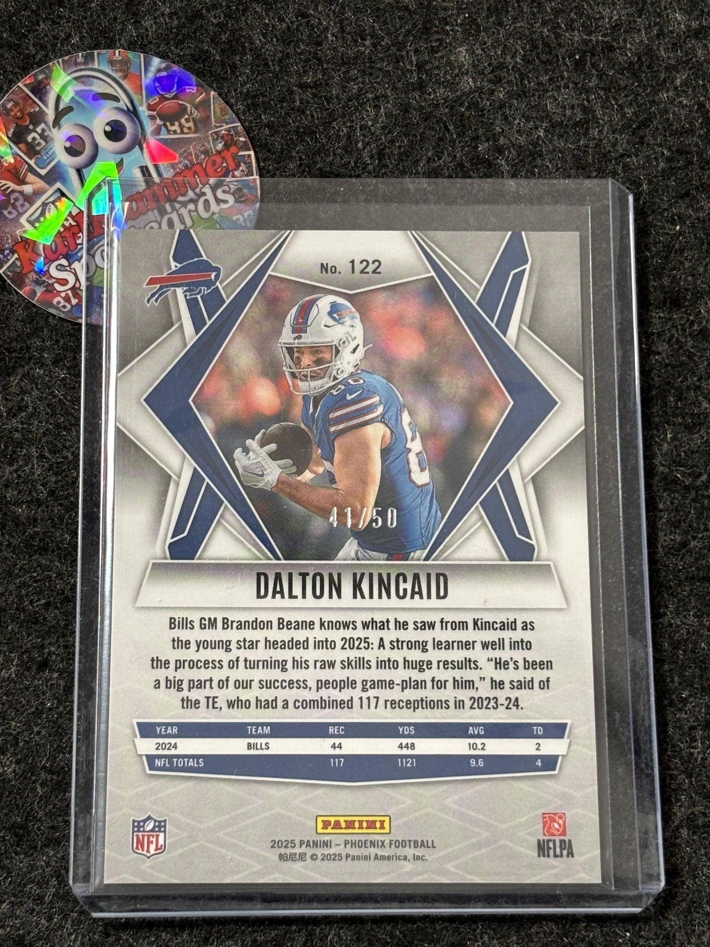 2025 Panini Phoenix #122 Dalton Kincaid Teal Mojo Prizm #/50 Buffalo Bills SN