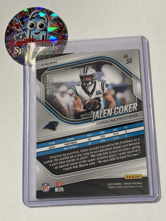 2025 Panini Prizm #55 Jalen Coker Hyper #/200 Carolina Panthers SN