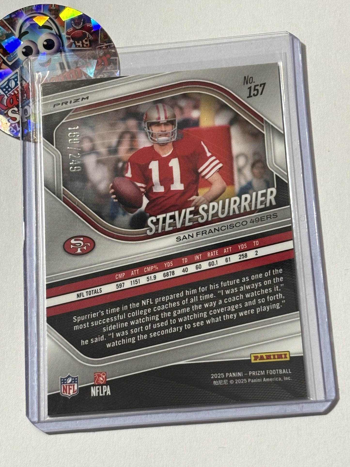 2025 Panini Prizm #157 Steve Spurrier Orange #/249 San Francisco 49ers SN