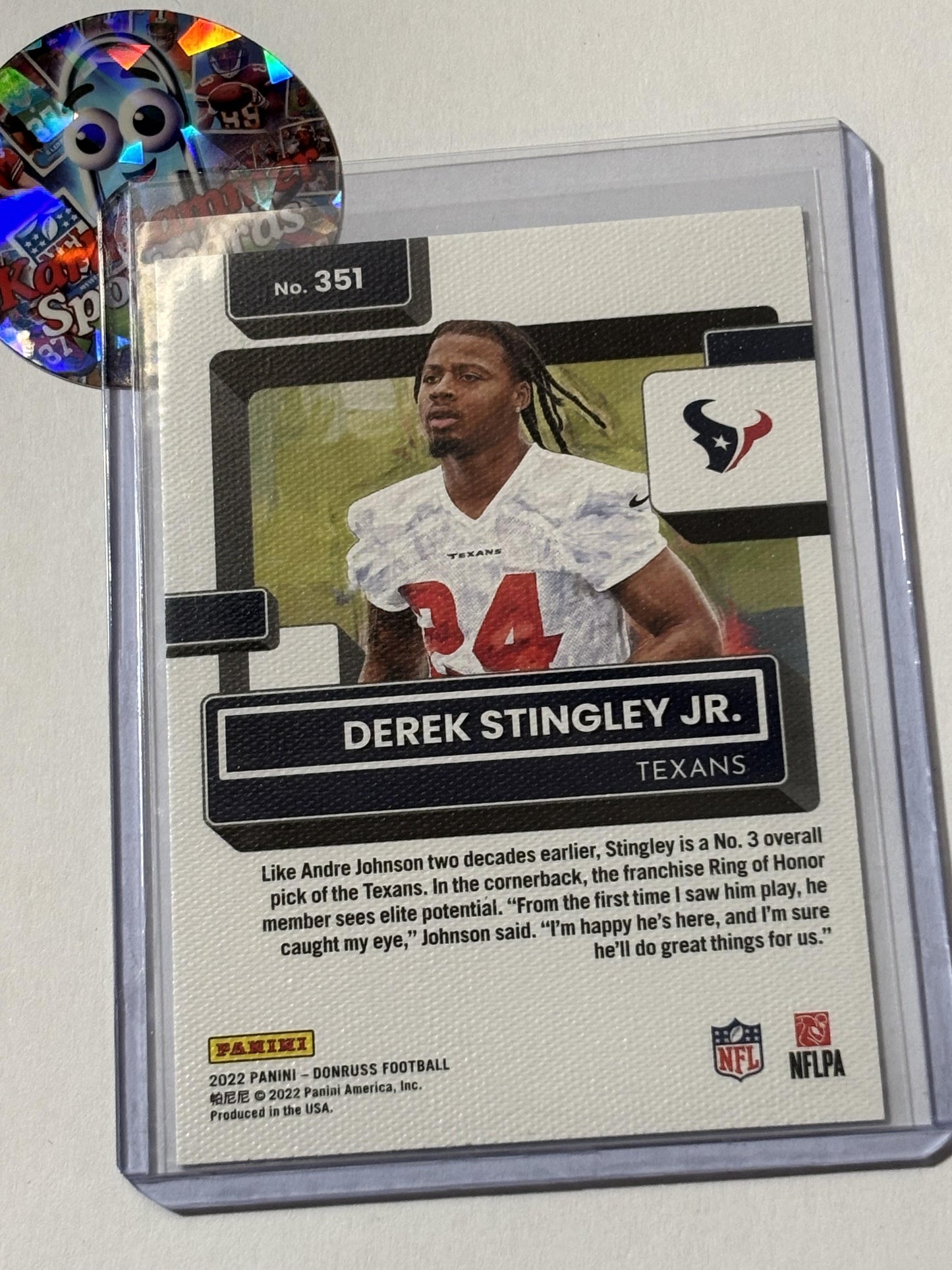 2022 Donruss #351 Derek Stingley Jr. Houston Texans RC