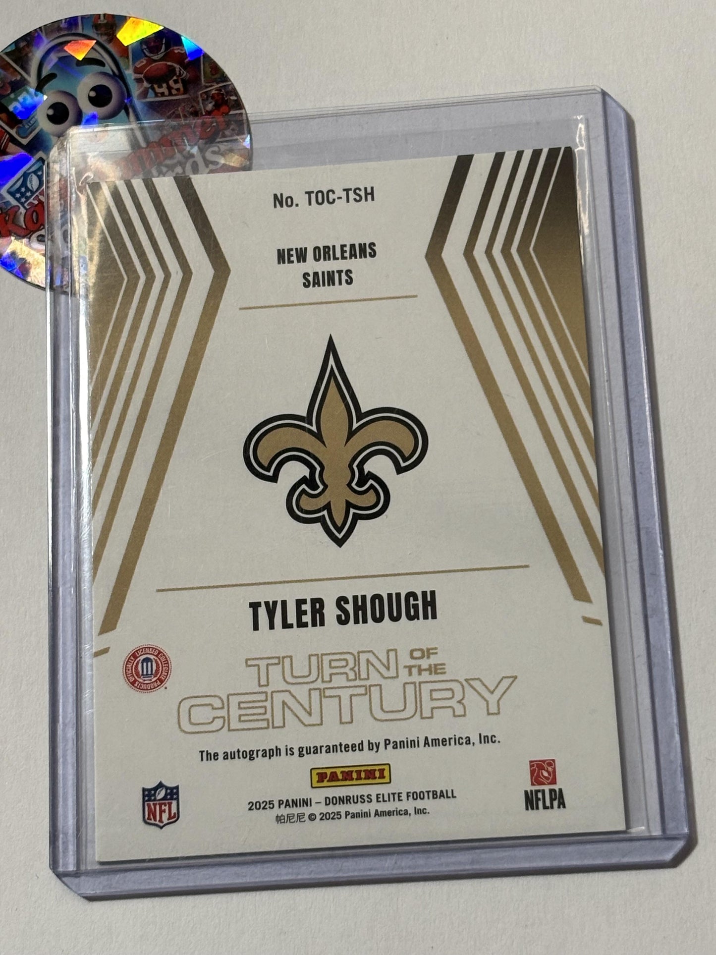 2025 Donruss Elite #TOC-TSH Tyler Shough Turn of the Century Autographs #/499 New Orleans Saints SN,AU