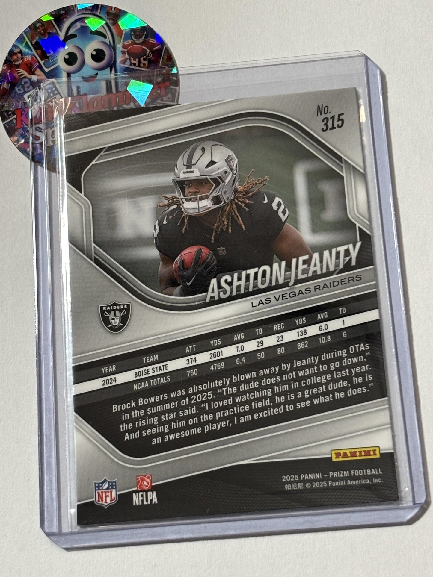 2025 Panini Prizm #315 Ashton Jeanty Las Vegas Raiders RC