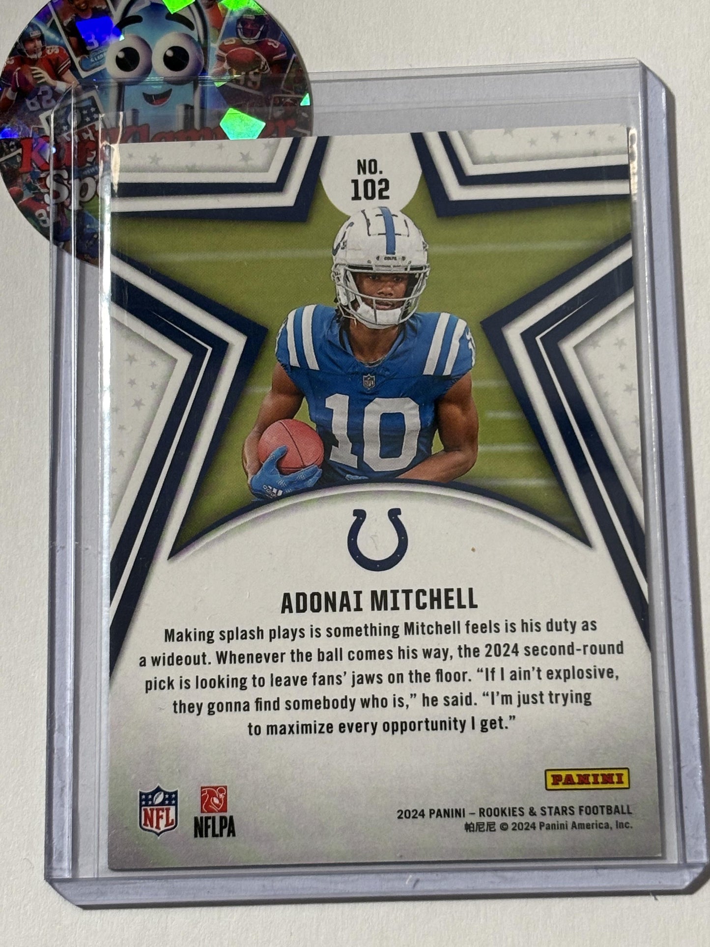 2024 Panini Rookies & Stars #102 Adonai Mitchell Purple #/299 Indianapolis Colts SN