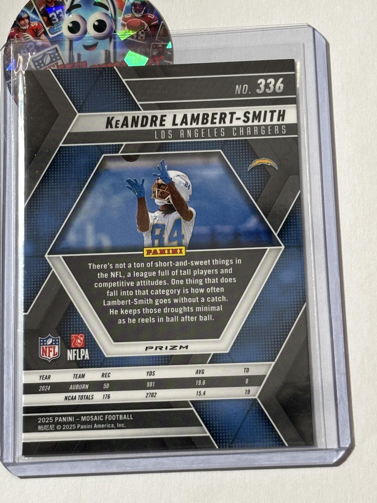 2025 Panini Mosaic #336 KeAndre Lambert-Smith Mosaic Choice Peacock Los Angeles Chargers RC
