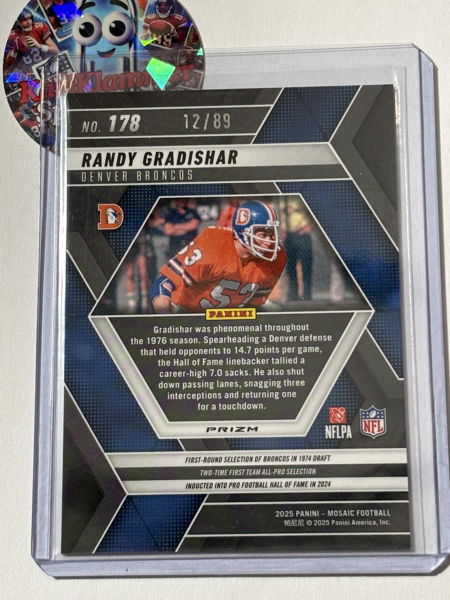 2025 Panini Mosaic #178 Randy Gradishar Mosaic Choice Red & Yellow #/89 Denver Broncos SN