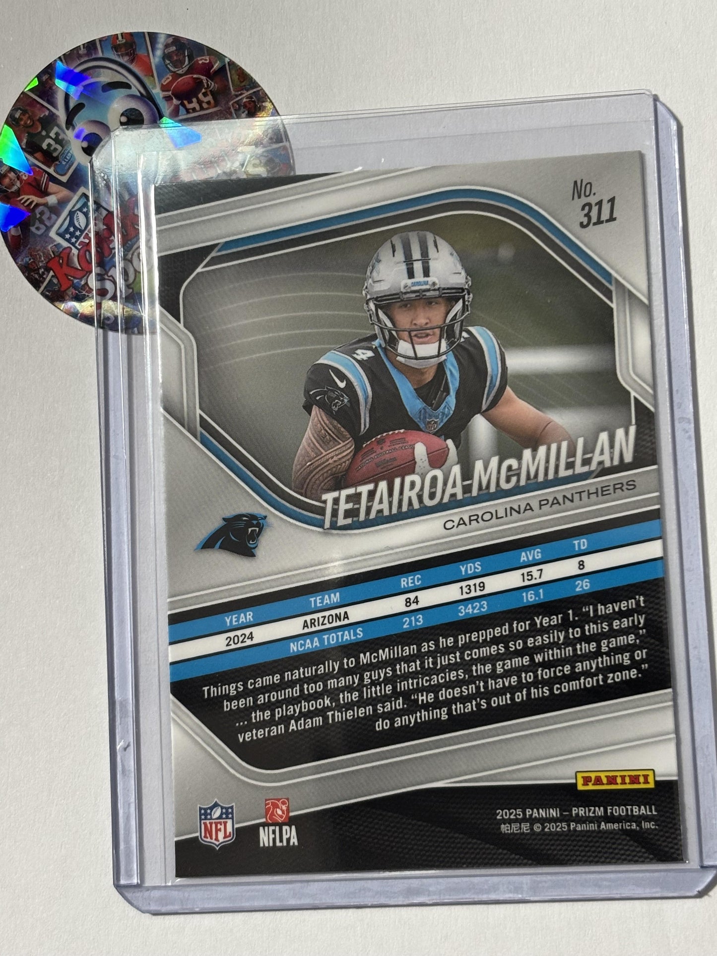 2025 Panini Prizm #311 Tetairoa McMillan Carolina Panthers RC