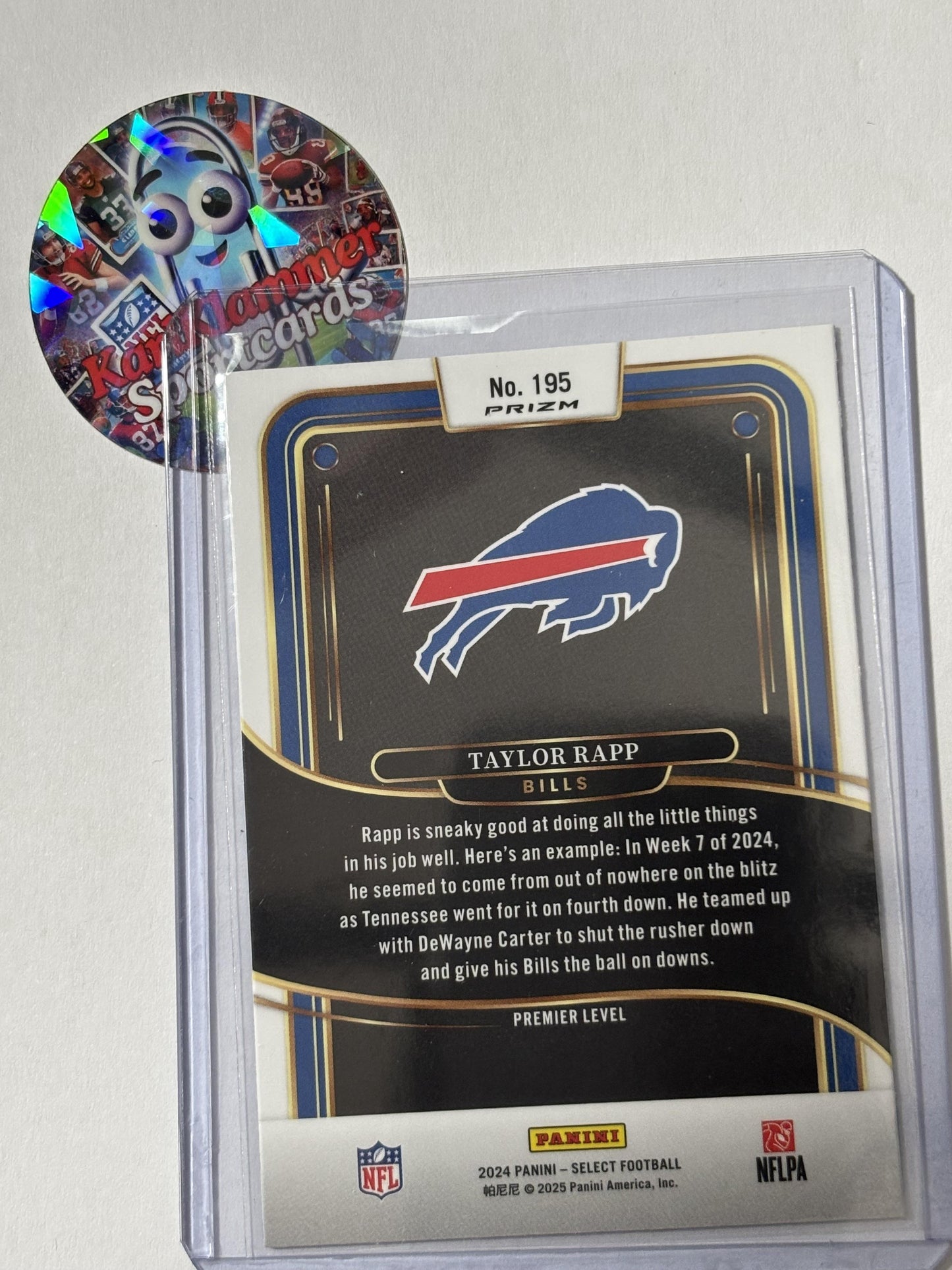 2024 Panini Select #195 Taylor Rapp Red & Blue Prizm Shock Buffalo Bills