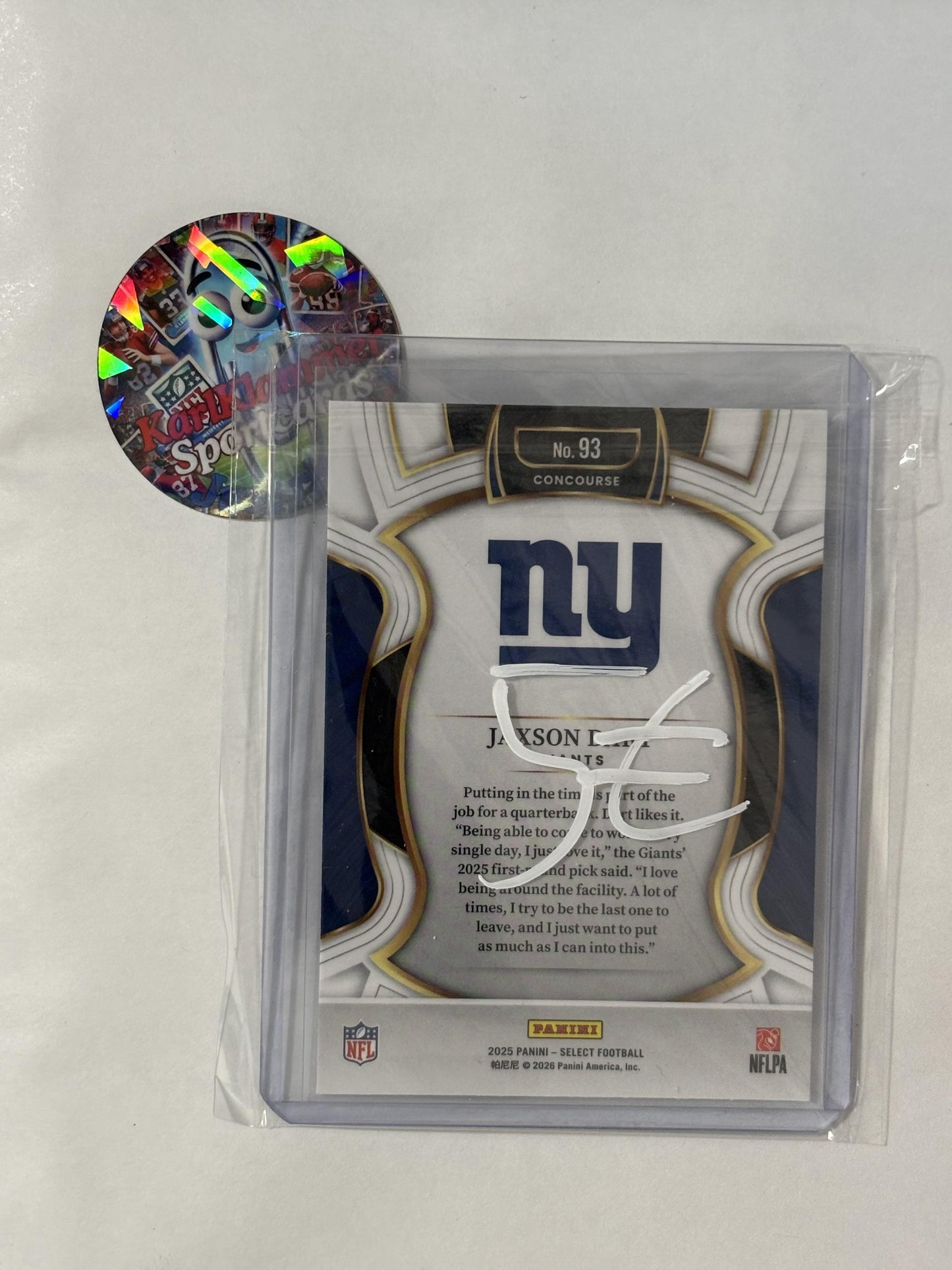 2025 Panini Select #93 Jaxson Dart New York Giants RC