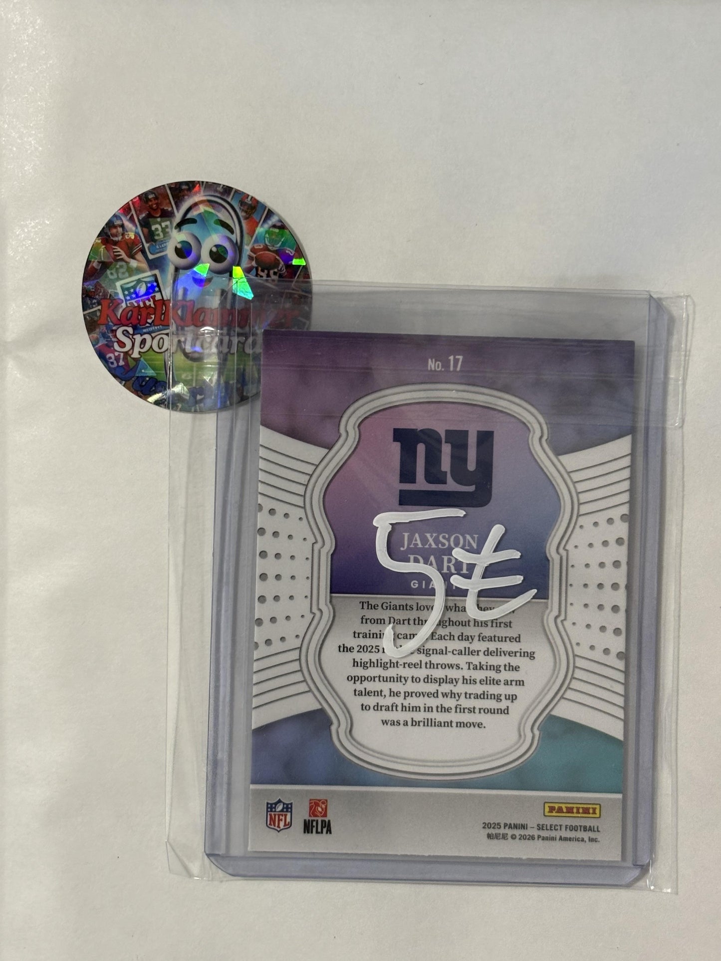 2025 Panini Select #17 Jaxson Dart Select Certified Rookies New York Giants