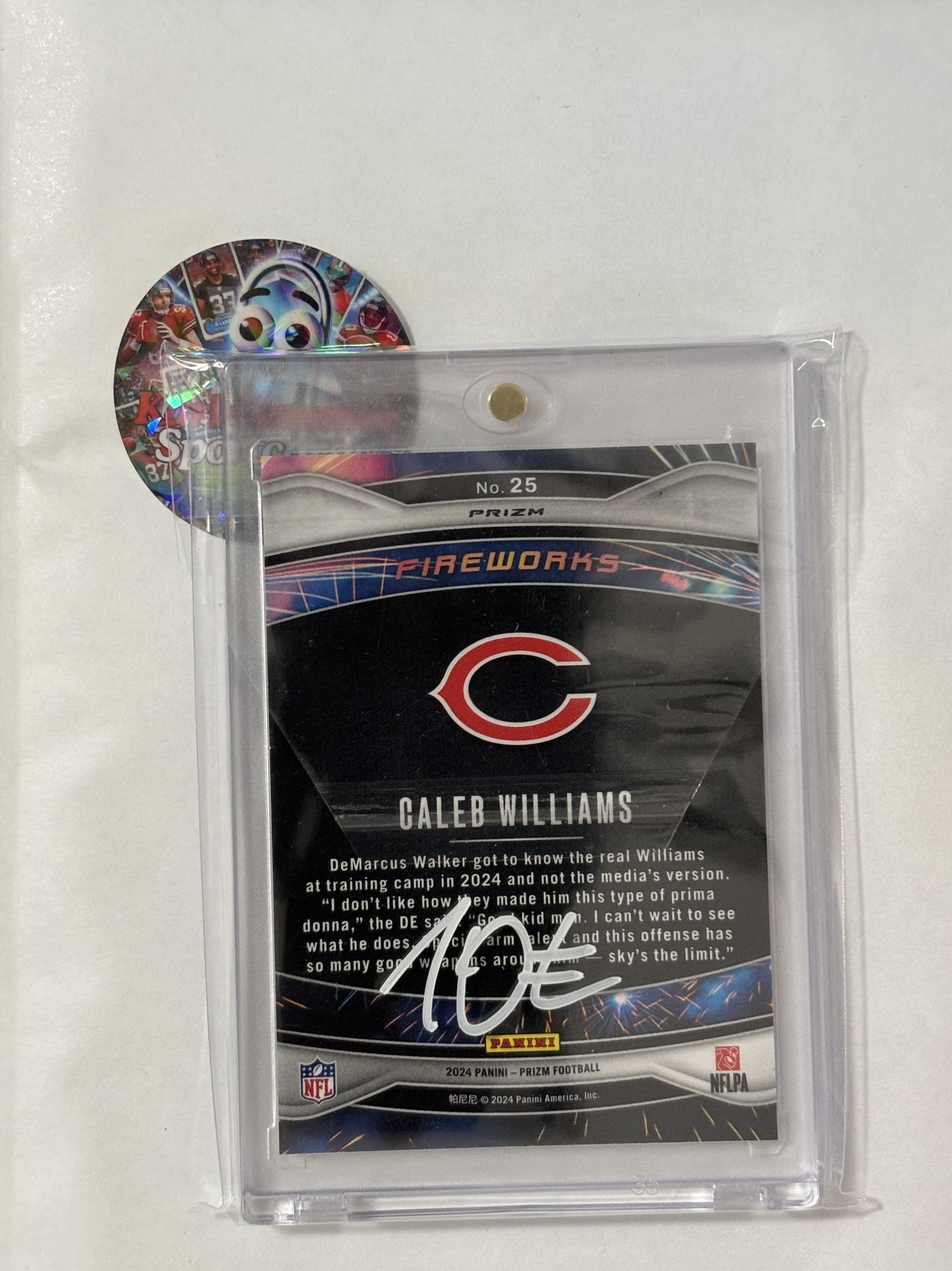 2024 Panini Prizm #25 Caleb Williams Fireworks Green Prizm Chicago Bears