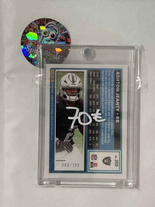 2025 Donruss Optic #202 Ashton Jeanty Flex #/199 Las Vegas Raiders SN,RC