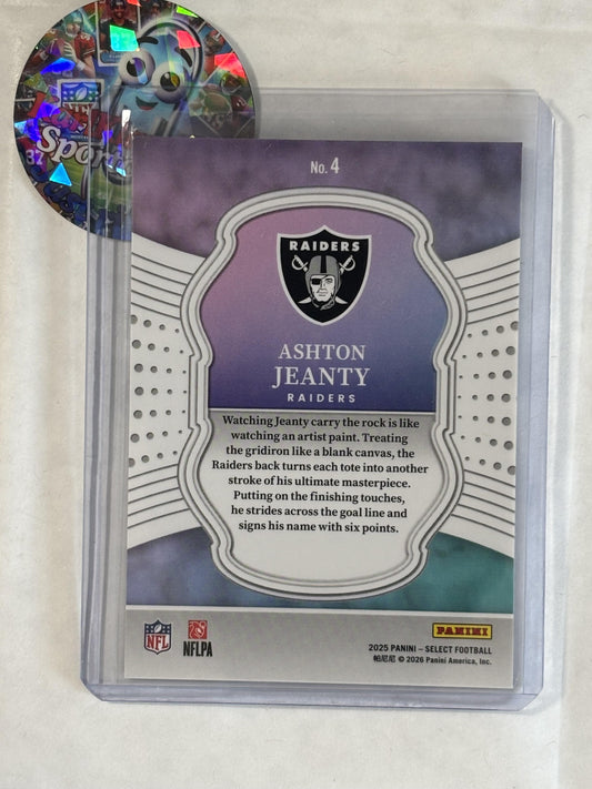 2025 Panini Select #4 Ashton Jeanty Select Certified Rookies Las Vegas Raiders RC