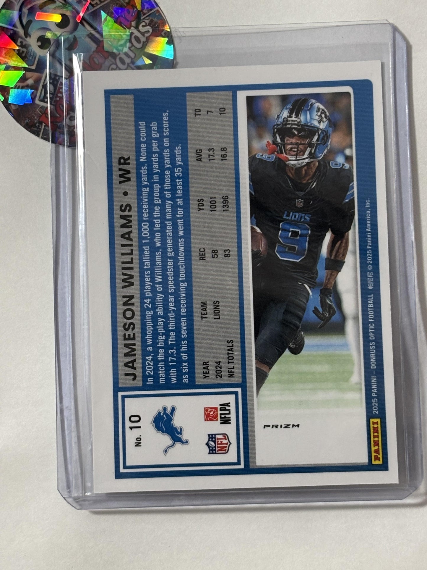 2025 Donruss Optic #10 Jameson Williams Holo Detroit Lions