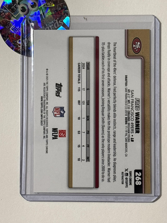 2025 Topps Chrome #268 Fred Warner Refractor San Francisco 49ers