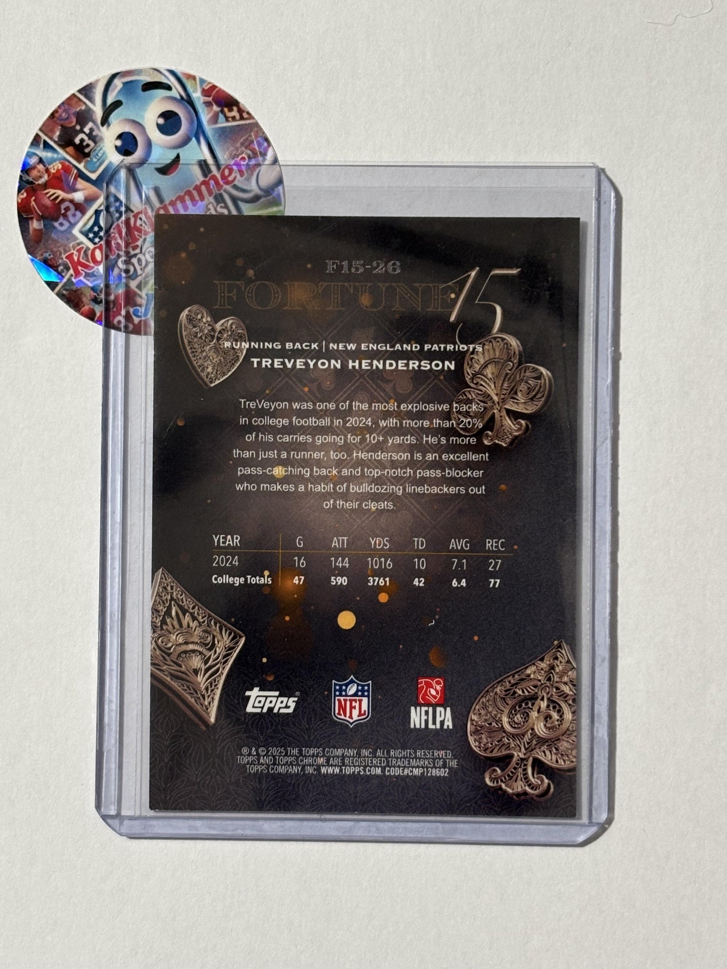 2025 Topps Chrome #F15-26 TreVeyon Henderson Fortune 15 New England Patriots