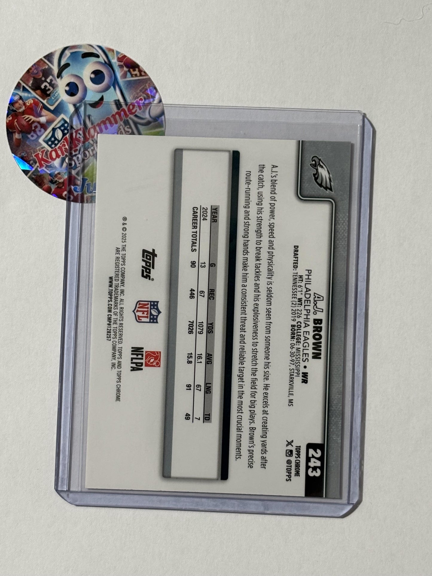 2025 Topps Chrome #243 A.J. Brown Hot Pink X-Fractor Philadelphia Eagles