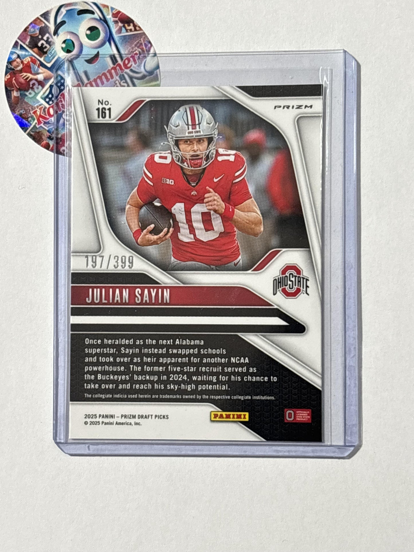 2025 Panini Prizm Draft Picks #161 Julian Sayin Prizms Red #/399 Ohio State Buckeyes SN
